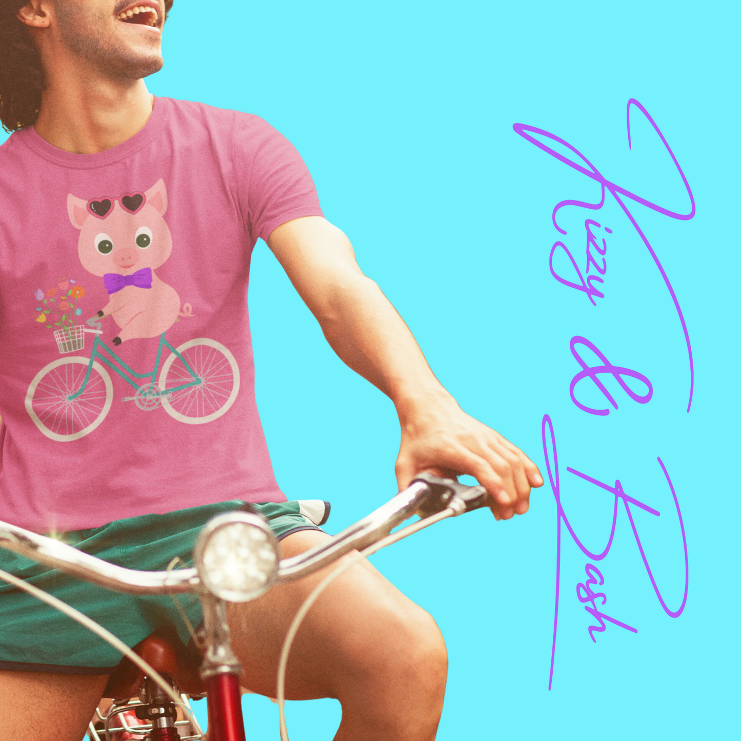 Adorable Pig Riding a Bicycle T-Shirt Cute Pig Shirt for Her Funny Animal T-Shirt Gift for Pig Lovers Funny Gift for Bicyclists Unique Spring Tee Unisex Heavy Cotton Tee