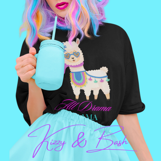 All Drama Llama T-Shirt for Adults Sassy T-Shirt for Her Unique Llama Shirt Gift for Llama Lovers Funny Animal T-Shirt for Her Drama Queen Shirt Unisex Heavy Cotton Tee
