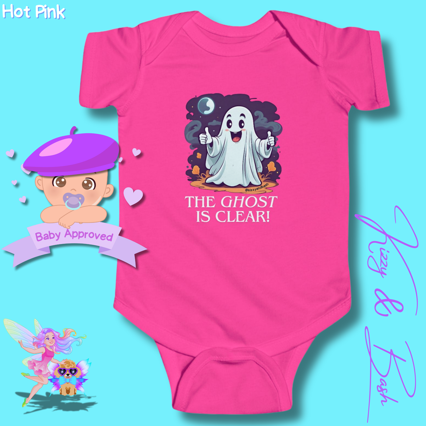Adorable Halloween Onesie for Baby Funny Halloween Outfit for Newborn Unique Halloween Gift for Baby Shower Fun Gift for Halloween Baby The Ghost is Clear The Coast is Clear Pun Ghost with Two Thumbs Up Infant Fine Jersey Bodysuit