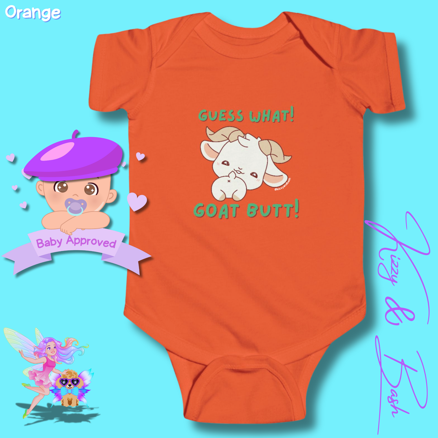 Cute Goat Infant Onesie for Baby Funny Farm Animal Outfit for Baby Hilarious Goat Butt Onesie Funny Gift for Newborn Baby Unique Baby Shower Gift Farm Animal Baby Nursery Decor Guess What Goat Butt Chicken Butt Joke Pun Infant Fine Jersey Bodysuit