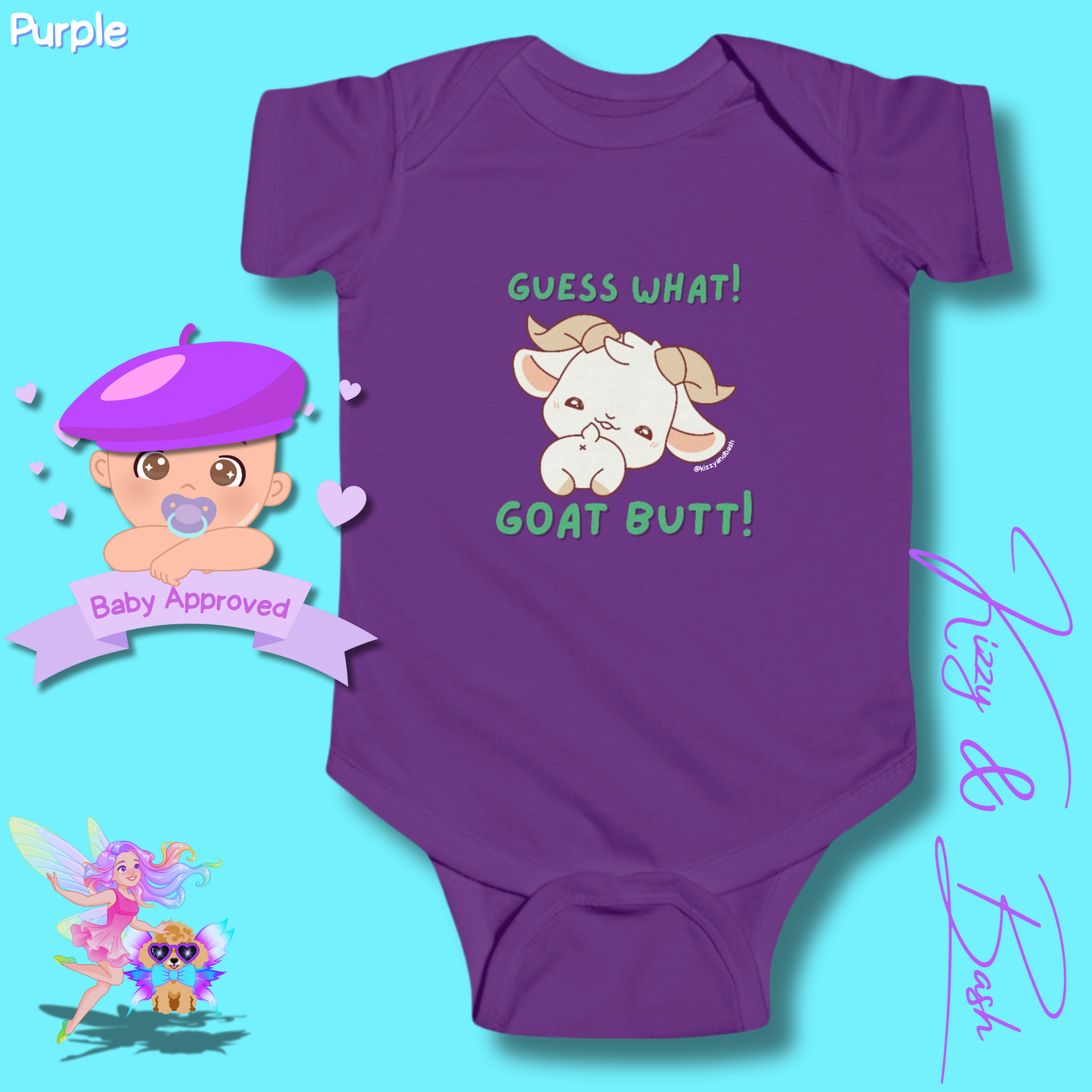Cute Goat Infant Onesie for Baby Funny Farm Animal Outfit for Baby Hilarious Goat Butt Onesie Funny Gift for Newborn Baby Unique Baby Shower Gift Farm Animal Baby Nursery Decor Guess What Goat Butt Chicken Butt Joke Pun Infant Fine Jersey Bodysuit