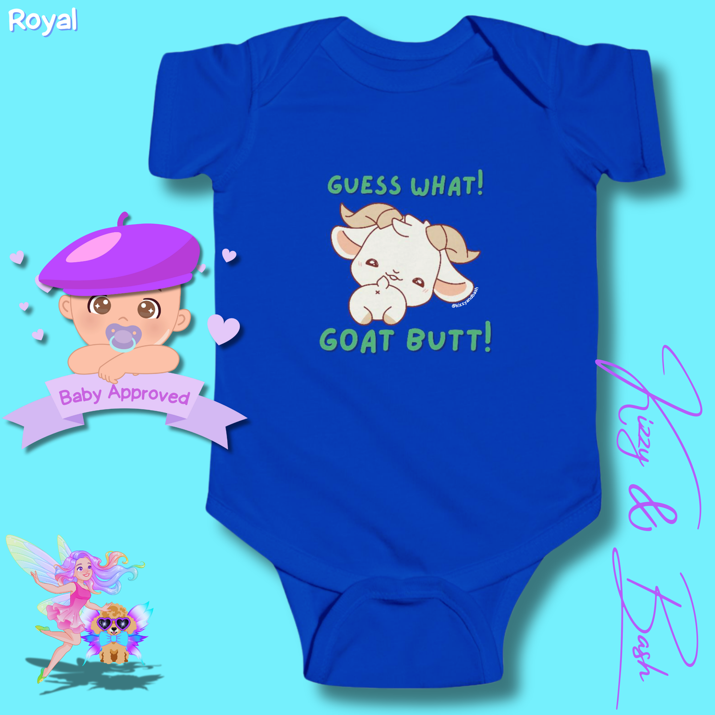 Cute Goat Infant Onesie for Baby Funny Farm Animal Outfit for Baby Hilarious Goat Butt Onesie Funny Gift for Newborn Baby Unique Baby Shower Gift Farm Animal Baby Nursery Decor Guess What Goat Butt Chicken Butt Joke Pun Infant Fine Jersey Bodysuit