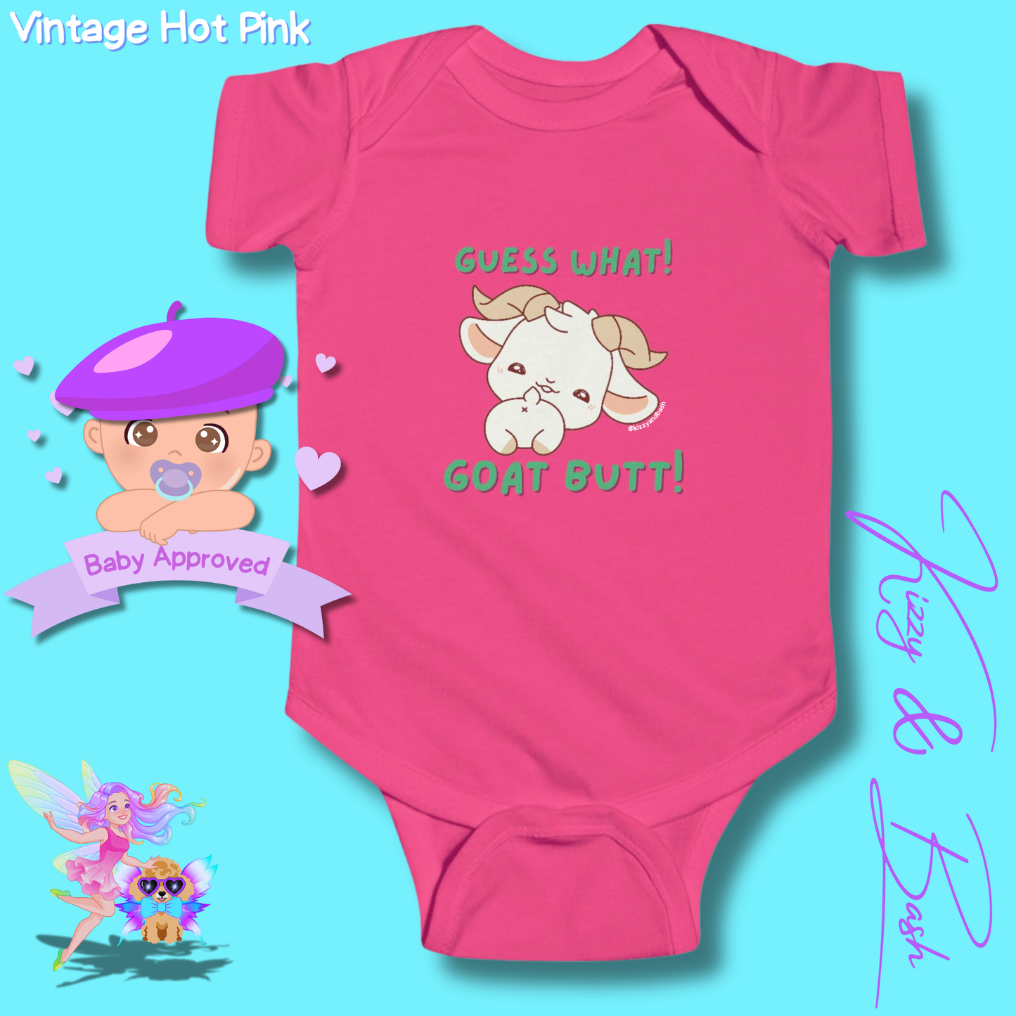 Cute Goat Infant Onesie for Baby Funny Farm Animal Outfit for Baby Hilarious Goat Butt Onesie Funny Gift for Newborn Baby Unique Baby Shower Gift Farm Animal Baby Nursery Decor Guess What Goat Butt Chicken Butt Joke Pun Infant Fine Jersey Bodysuit