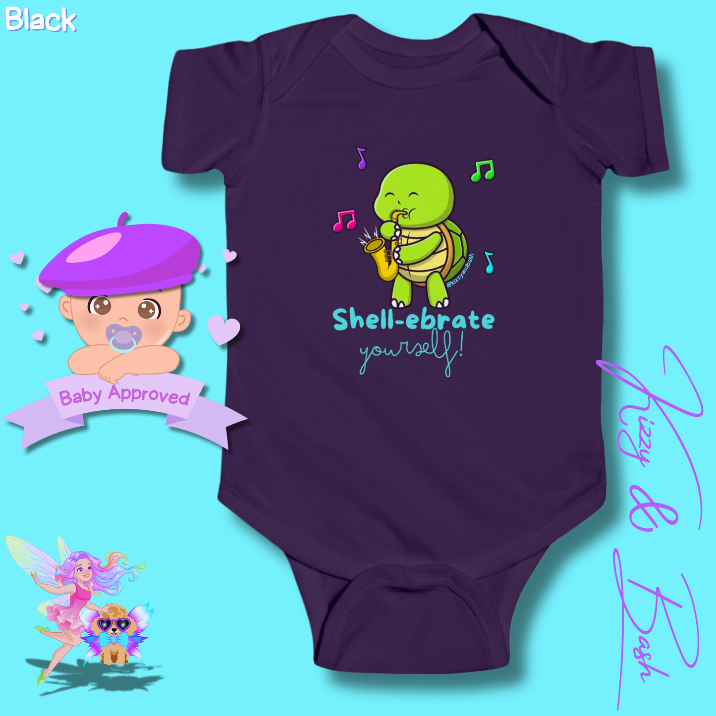 Colorful Turtle Onesie for Baby Saxophone Playing Turtle Outfit for Newborn Unique Baby Shower Gift Turtle Baby Nursery Gift Idea Shell-ebrate Yourself Infant Fine Jersey Bodysuit