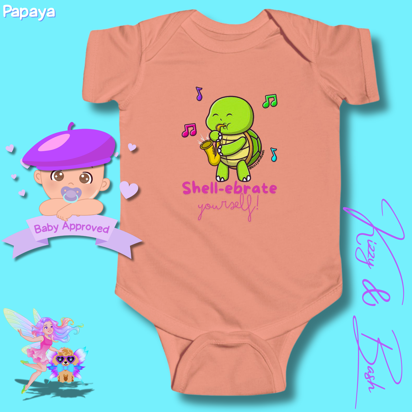 Colorful Turtle Onesie for Baby Saxophone Playing Turtle Outfit for Newborn Unique Baby Shower Gift Turtle Baby Nursery Gift Idea Shell-ebrate Yourself Infant Fine Jersey Bodysuit