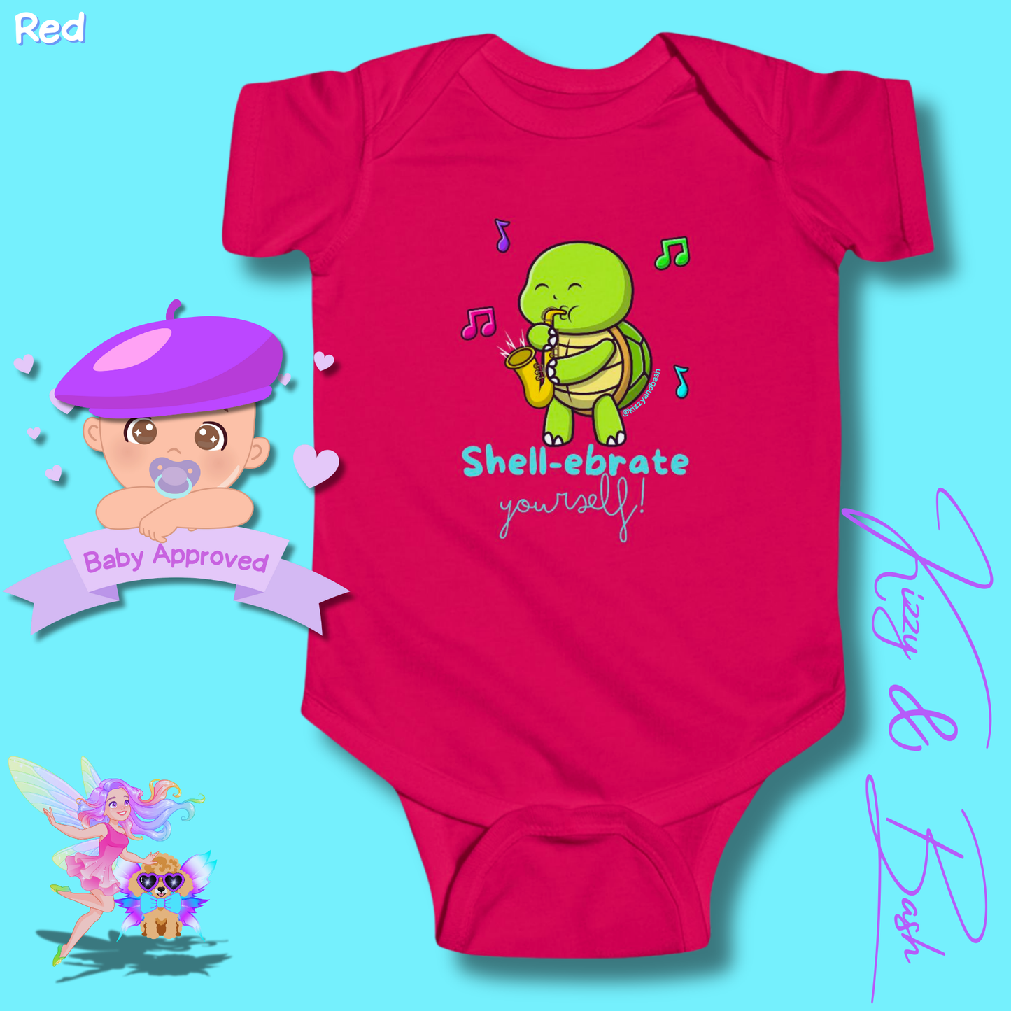 Colorful Turtle Onesie for Baby Saxophone Playing Turtle Outfit for Newborn Unique Baby Shower Gift Turtle Baby Nursery Gift Idea Shell-ebrate Yourself Infant Fine Jersey Bodysuit