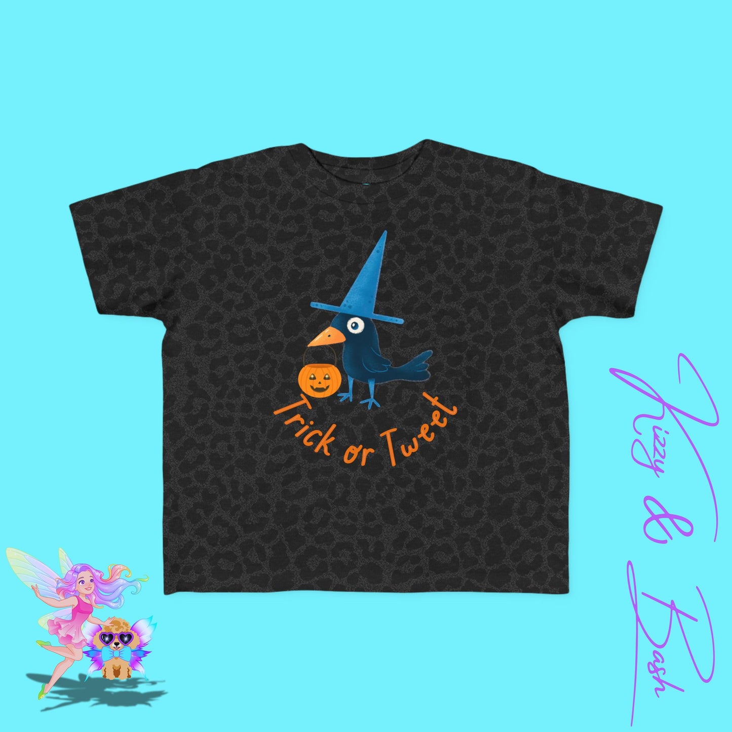 Trick-or-Tweet Black Bird Halloween Shirt for Toddlers Cute and Funny Fall Tee Halloween Gift Idea for Toddlers Halloween Pun Shirt for Toddler's Fine Jersey Tee