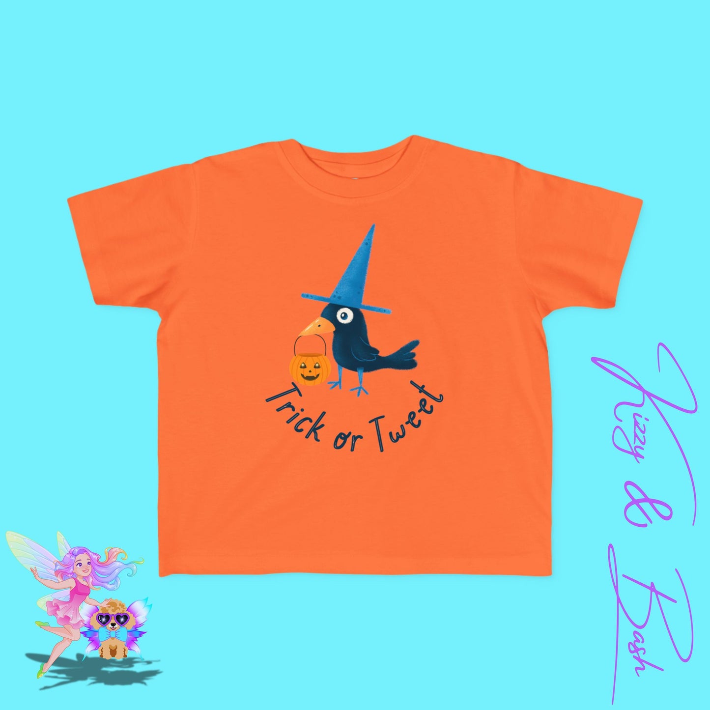 Trick-or-Tweet Black Bird Halloween Shirt for Toddlers Cute and Funny Fall Tee Halloween Gift Idea for Toddlers Halloween Pun Shirt for Toddler's Fine Jersey Tee