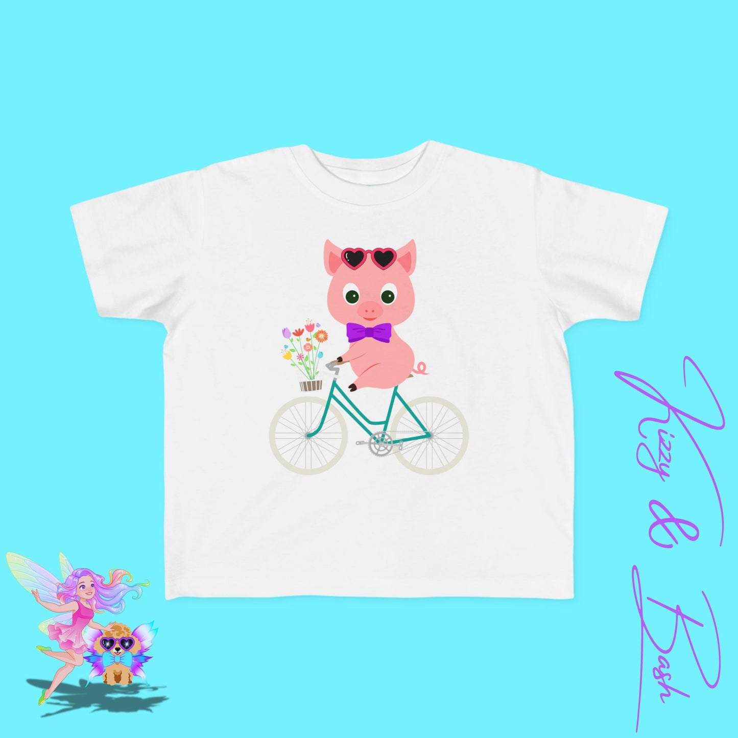 Cute Pig Riding a Bicycle T-Shirt for Toddlers Spring Animalcore Tee Unique Farmcore Gift Idea Perfect Gift for Pig Lovers Bicycle Enthusiasts Shirt Funny Animal Shirt for Toddler's Fine Jersey Tee