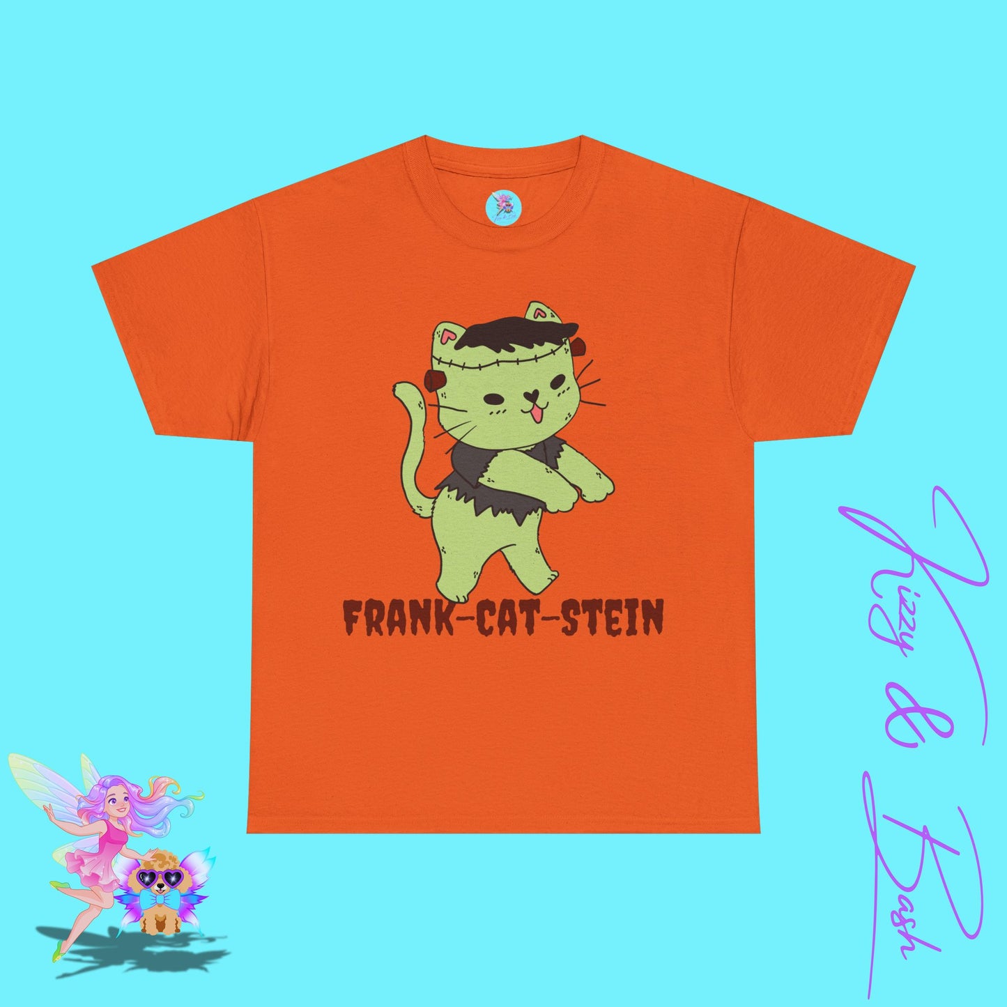 Frankenstein Kitty Cat T-Shirt Cute Halloween Pun Shirt Perfect Halloween Shirt for Cat Lovers Funny Zombie Monster Cat Gift for Cat Mom or Cat Dad Unisex Heavy Cotton Tee