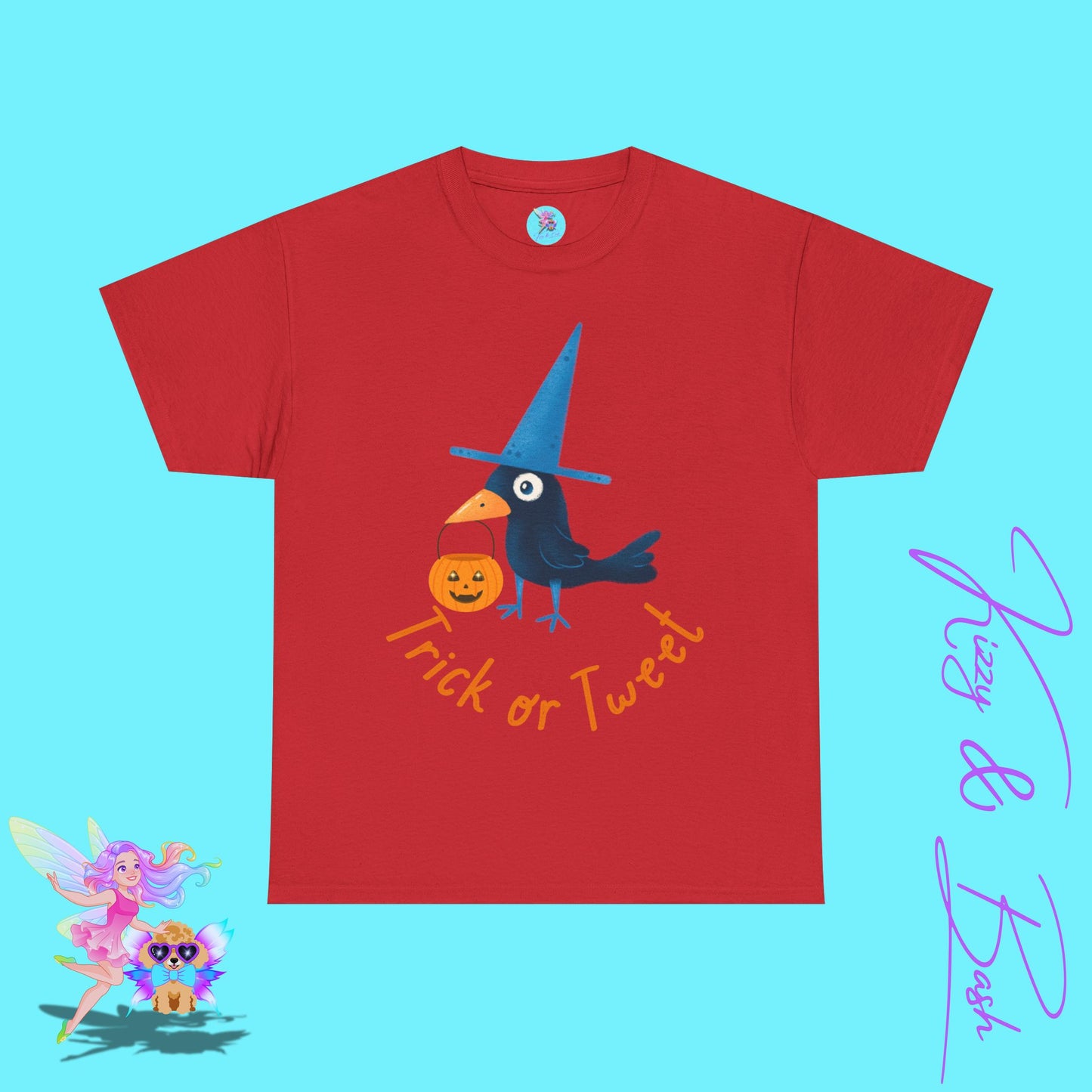 Halloween Black Bird Trick-or-Treat Shirt Punny Halloween T-Shirt for Him or Her Trick-or-Tweet Pun Tee Funny Halloween Gift Idea Cute Raven Tee Fun Crow Shirt Unique Halloween Gift Idea Unisex Heavy Cotton Tee