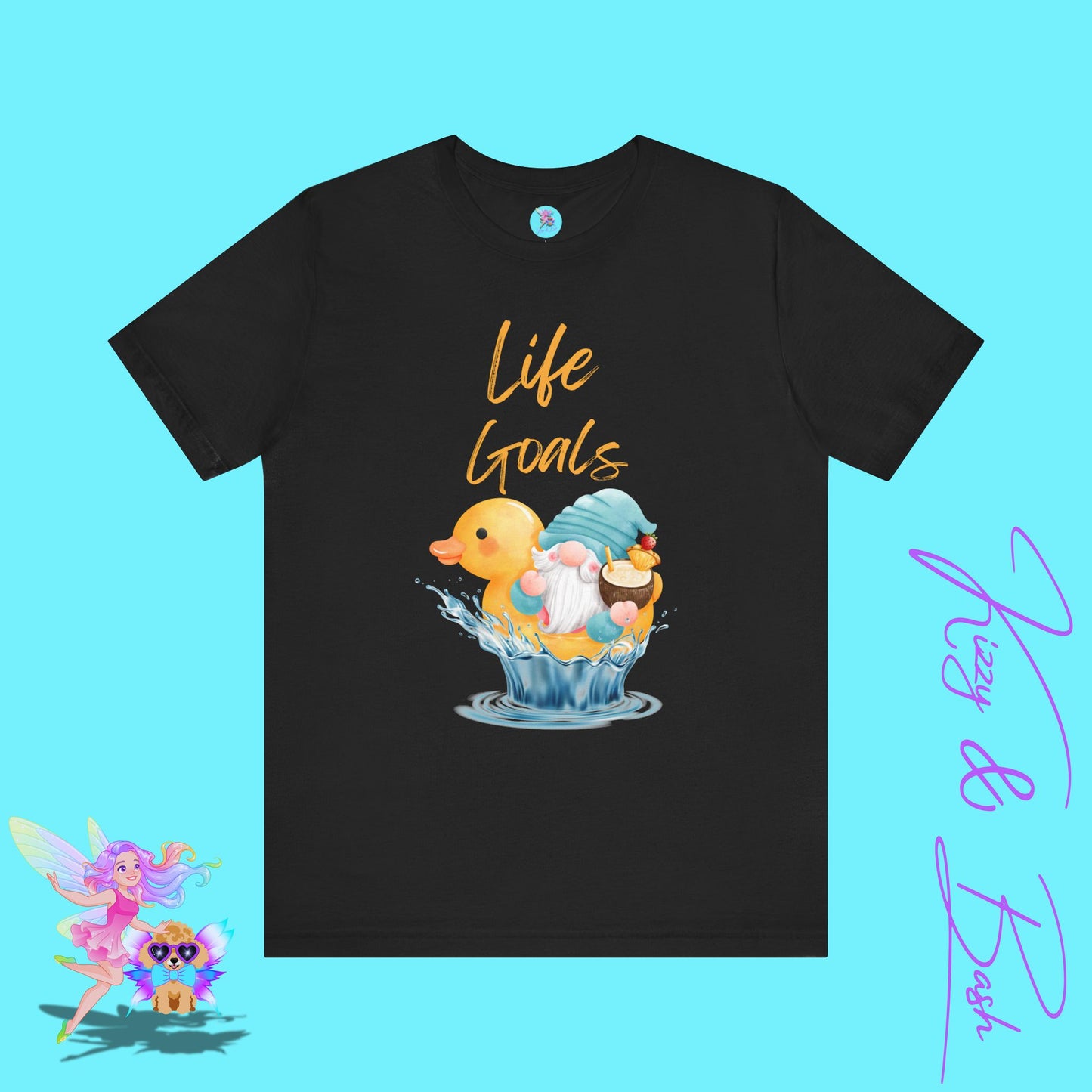 Life Goals Gnome Shirt Funny Summer Tee Gnome and Rubber Ducky with Cocktail Funny Vacation Gnome Shirt Cute Beach Tee Rubber Ducky Lover Gift Adult Unisex Jersey Short Sleeve Tee