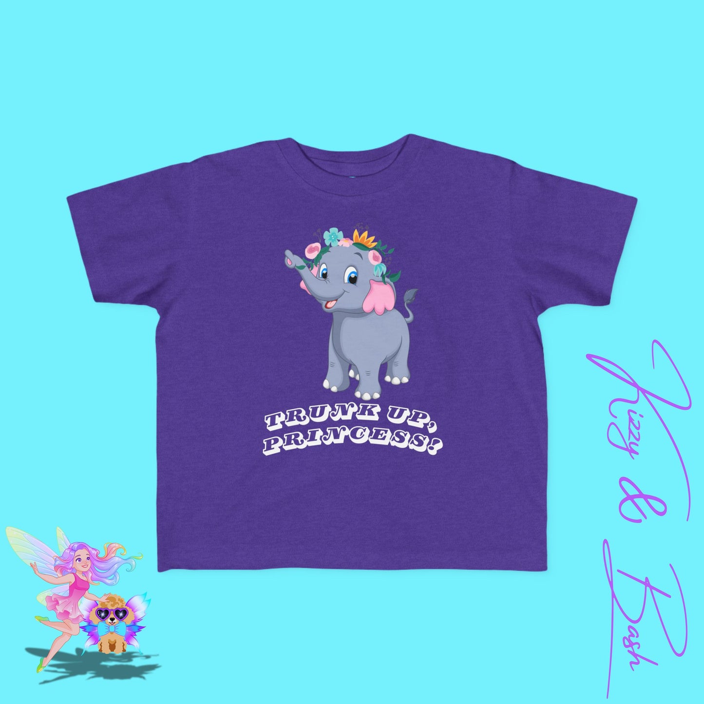 Cute Elephant Princess Shirt Trunk Up, Princess Royal Elephant Tee Cute Graphic Tee for Her Gift for Princess Lovers or Elephant Fans Fun Animal T-Shirt for Toddler's Fine Jersey Tee