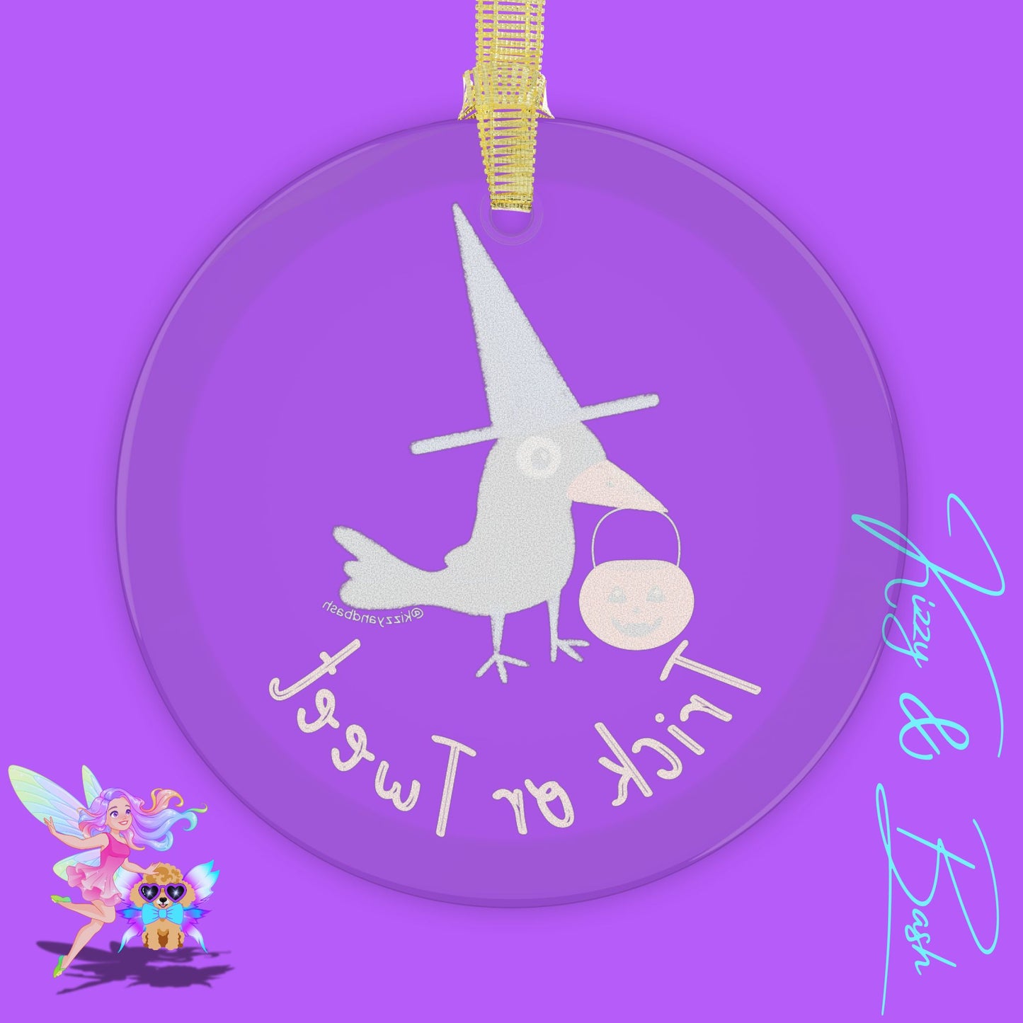 Funny Halloween Gift Unique Gift for Bird Lovers Black Bird Christmas Ornament Trick-or-Treating Trick or Tweet Pun Raven with Halloween Pumpkin Glass Ornaments