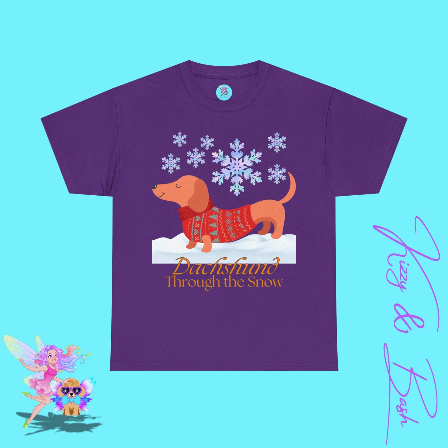 Christmas Wiener Dog T-Shirt for Adults Dachshund Through the Snow Holiday Shirt for Dog Lovers Cute Dog Christmas Shirt Perfect Gift for Pun Lovers Unique Gift for Dog Mom or Dog Dad Unisex Heavy Cotton Tee