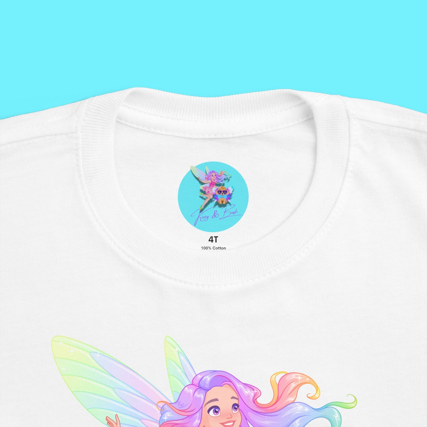 Kizzy & Bash Logo T-Shirt for Toddlers Whimsical Fairy and Toy Poodle Fairy Puppy Tee Fairycore Graphic Tee for Toddlers Dog Lovers Gift Shirt for Toddler's Fine Jersey Tee