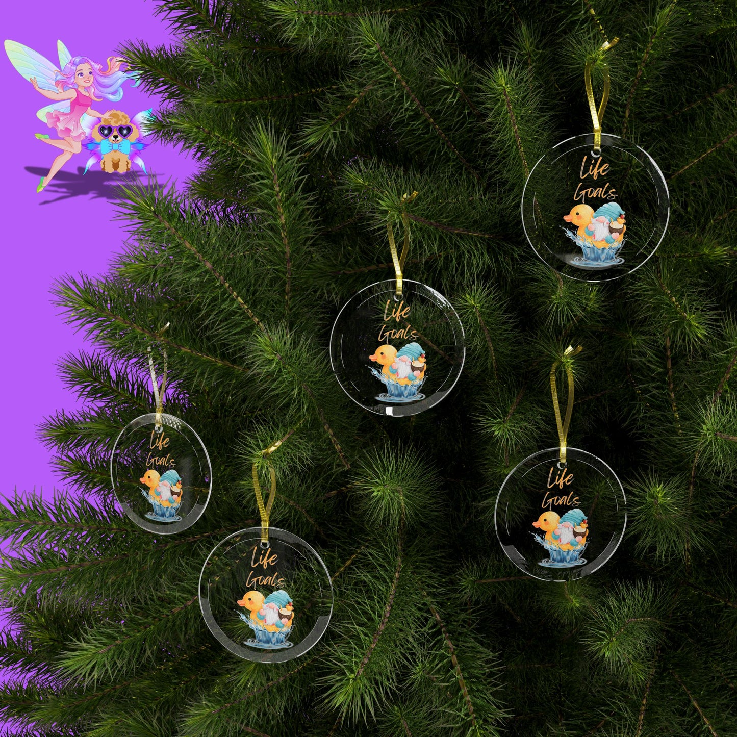 Gnome Riding a Rubber Ducky Glass Ornament Life Goals Gift Idea Perfect Gift for Gnome Lovers Fun Gift for Rubber Ducky Fans Life Goals Christmas Ornament Water Life Gift Chill Vibes Gift Idea