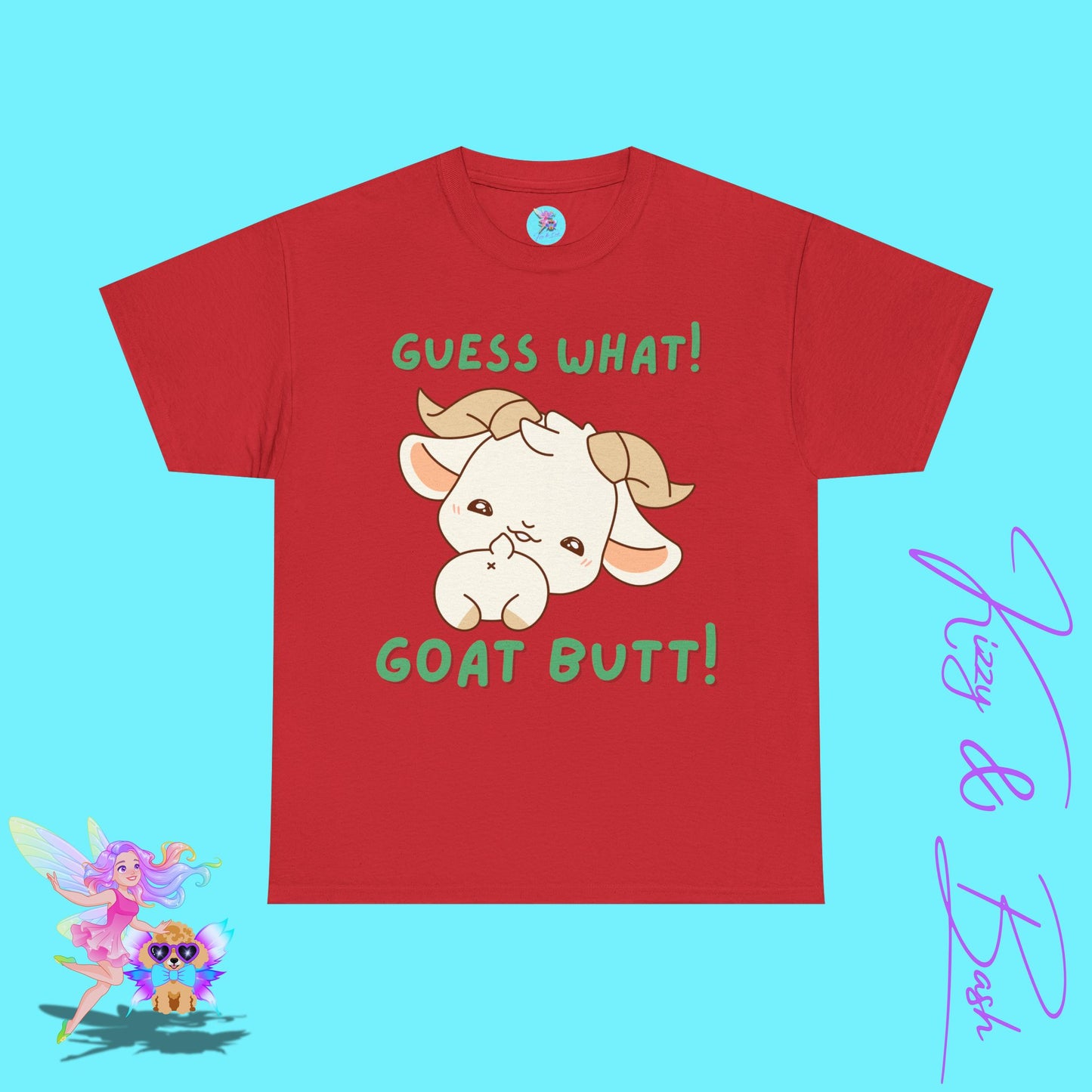 Guess What Goat Butt T-Shirt Funny Goat Shirt Hilarious Farmcore Gift Idea Funny Farm Animal Shirt Cute Animal Humor Graphic Tee for Adults Unique Gift for Goat Lovers Unisex Heavy Cotton Tee