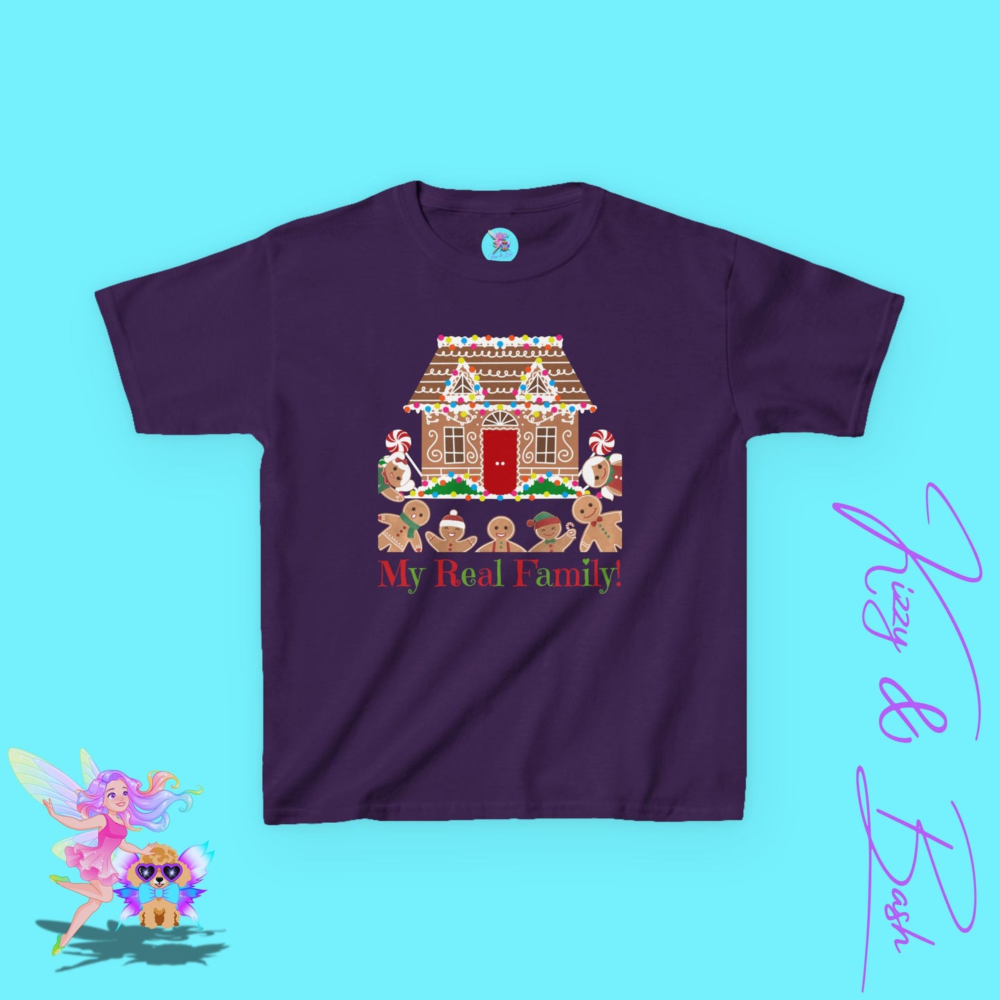 Gingerbread Family Christmas Shirt for Kids My Real Family Holiday T-Shirt Funny Christmas Shirt Gift for Gingerbread Lovers Christmas Cookies Shirt for Kids Heavy Cotton™ Tee