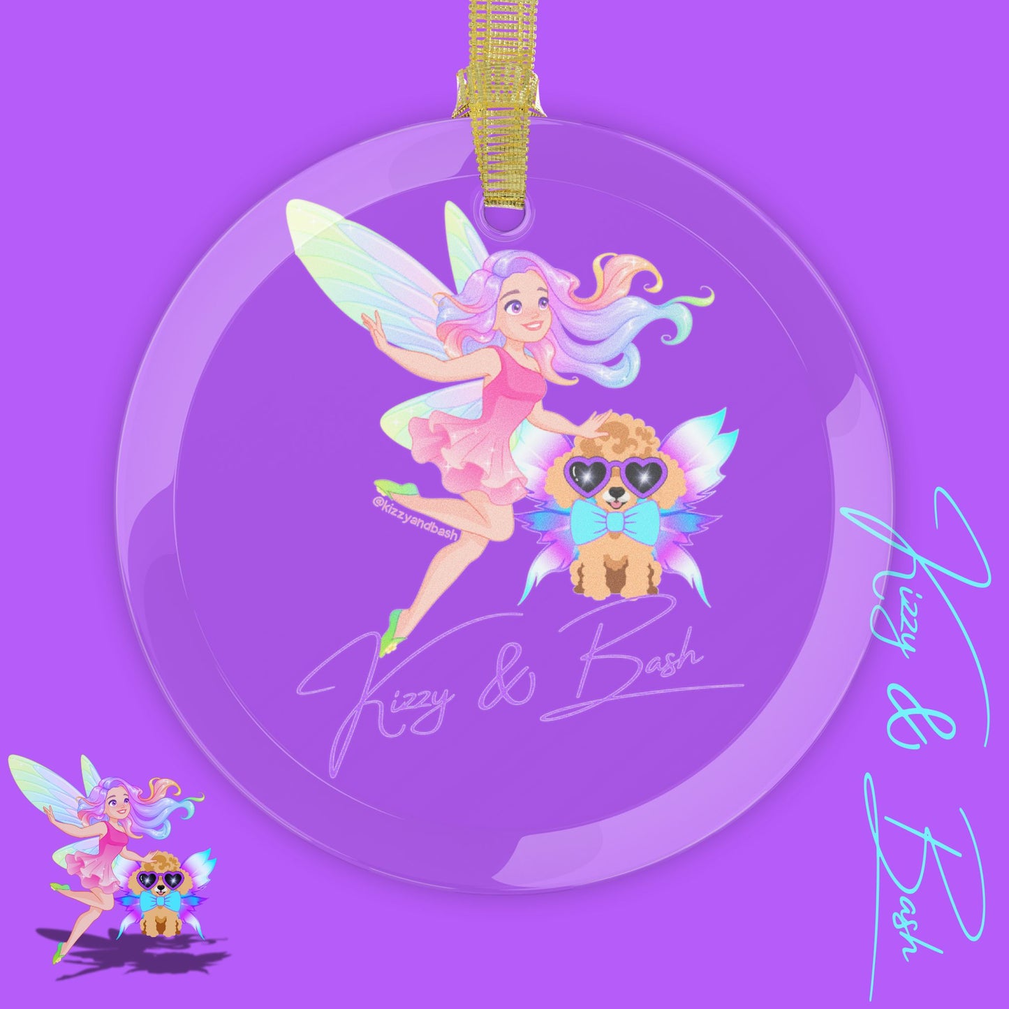 Beautiful Fairy Ornament Unique Fairy Christmas Ornament Fairy and Dog Gift Perfect Gift for Dog Lovers Red Toy Poodle Gift Idea Fun Christmas Gift Fairycore Christmas Gift Kizzy and Bash Signature Glass Ornaments
