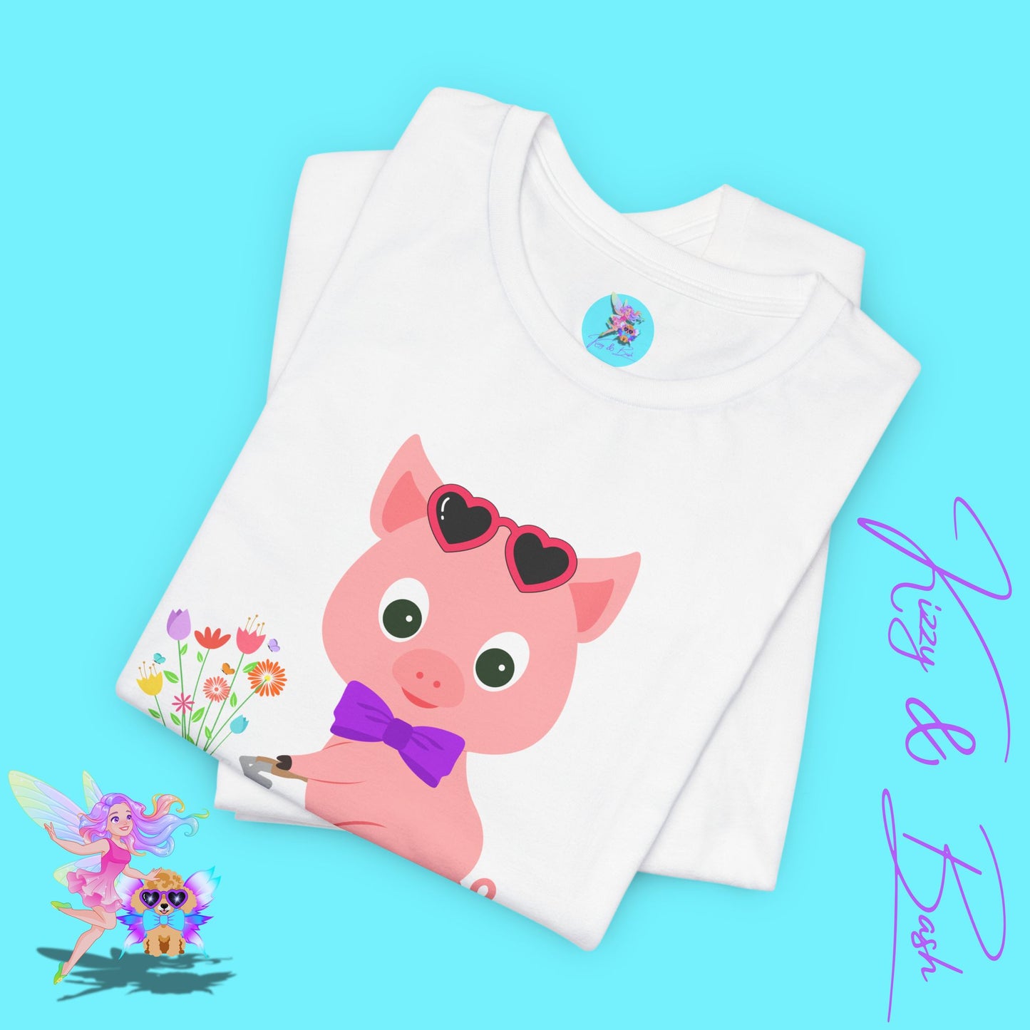 Cute Pig on Bicycle T-Shirt Whimsical Farmcore Graphic Tee Spring Piggy Shirt Gift for Pig Lovers Cute Farm Animal Shirt Spring Gift for Friends and Family Adult Unisex Jersey Short Sleeve Tee