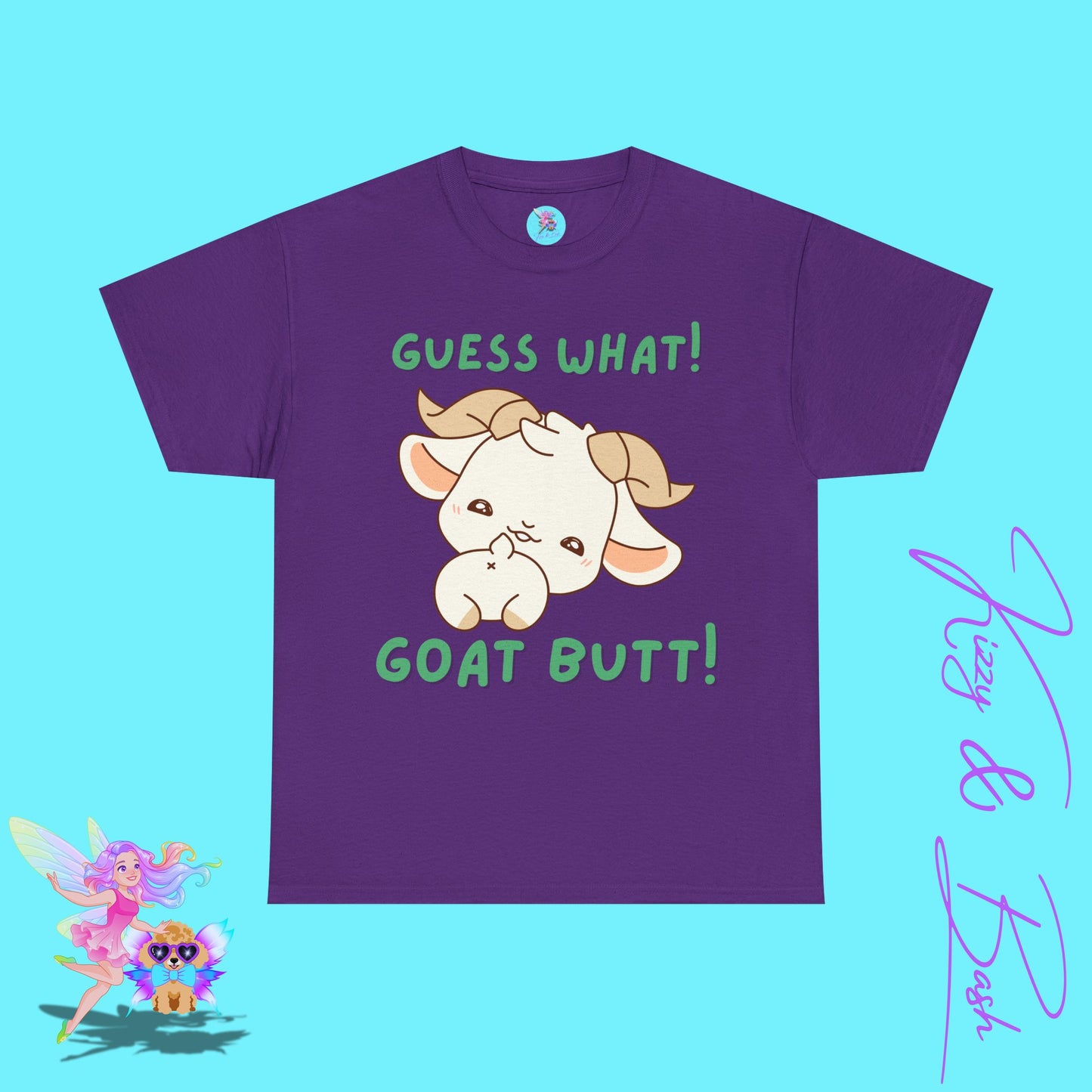 Guess What Goat Butt T-Shirt Funny Goat Shirt Hilarious Farmcore Gift Idea Funny Farm Animal Shirt Cute Animal Humor Graphic Tee for Adults Unique Gift for Goat Lovers Unisex Heavy Cotton Tee