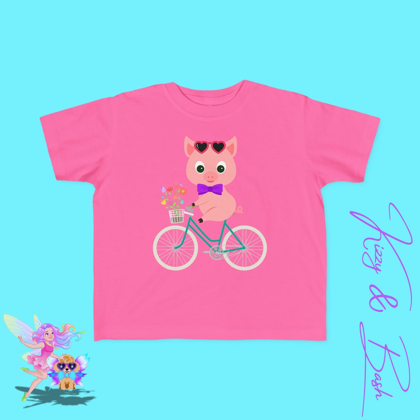 Cute Pig Riding a Bicycle T-Shirt for Toddlers Spring Animalcore Tee Unique Farmcore Gift Idea Perfect Gift for Pig Lovers Bicycle Enthusiasts Shirt Funny Animal Shirt for Toddler's Fine Jersey Tee