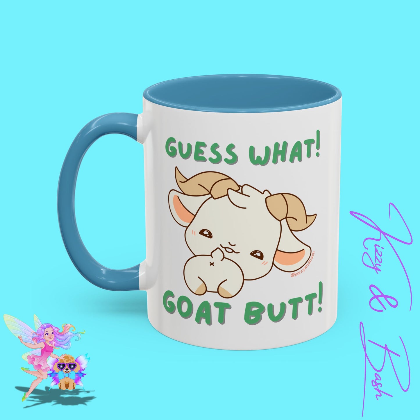 Funny Goat Mug Perfect Gift for Goat Lovers Hilarious Goat Butt Coffee Mug Punny Animal Mug for Friends and Family Cute Farm Animal Mug Funny Farm Animal Coffee Mug Guess What Goat Butt Chicken Butt Joke Pun Accent Coffee Mug - 11, 15oz