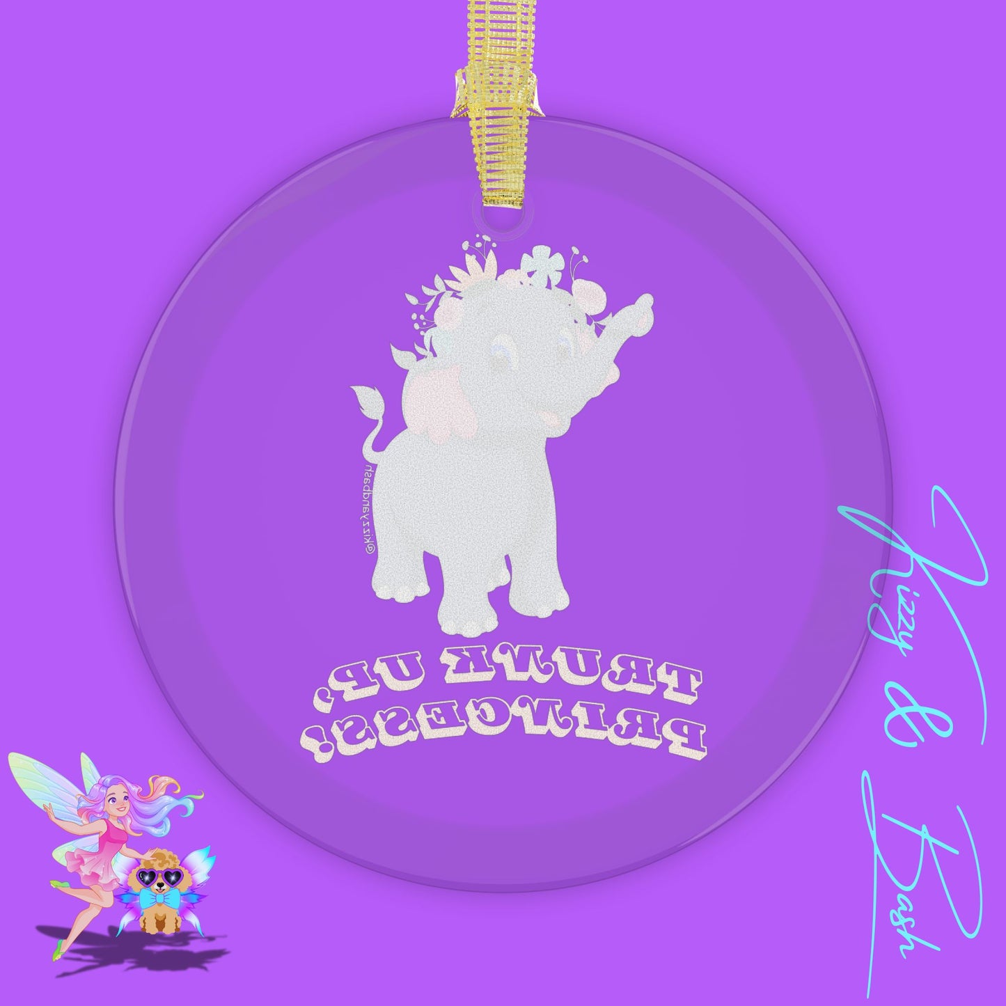 Cute Elephant Ornament Elephant Princess Christmas Ornament Elephant with Floral Crown Trunk Up, Princess Royal Elephant Perfect Gift for Elephant Lovers Unique Princess Lover Gift