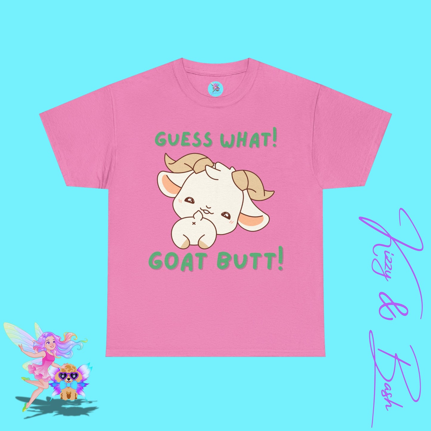 Guess What Goat Butt T-Shirt Funny Goat Shirt Hilarious Farmcore Gift Idea Funny Farm Animal Shirt Cute Animal Humor Graphic Tee for Adults Unique Gift for Goat Lovers Unisex Heavy Cotton Tee