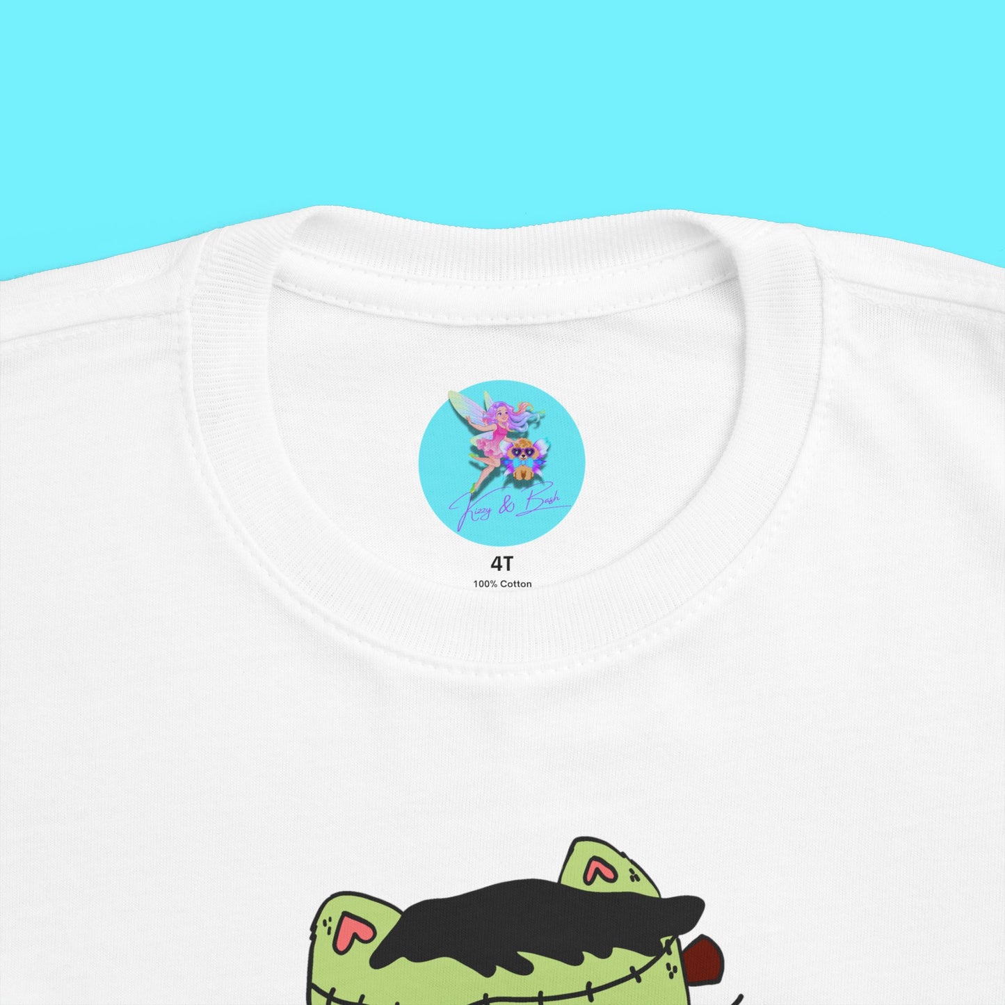 Frankenstein Kitty Cat Tee for Toddlers Funny Halloween Zombie Cat Halloween Pun Shirt Perfect Gift for Pun Lovers Gift for Cat Lovers Unique Gift for Frankenstein Fans Toddler's Fine Jersey Tee