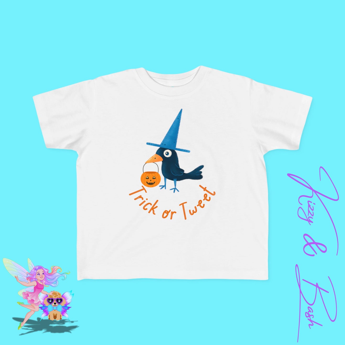 Trick-or-Tweet Black Bird Halloween Shirt for Toddlers Cute and Funny Fall Tee Halloween Gift Idea for Toddlers Halloween Pun Shirt for Toddler's Fine Jersey Tee