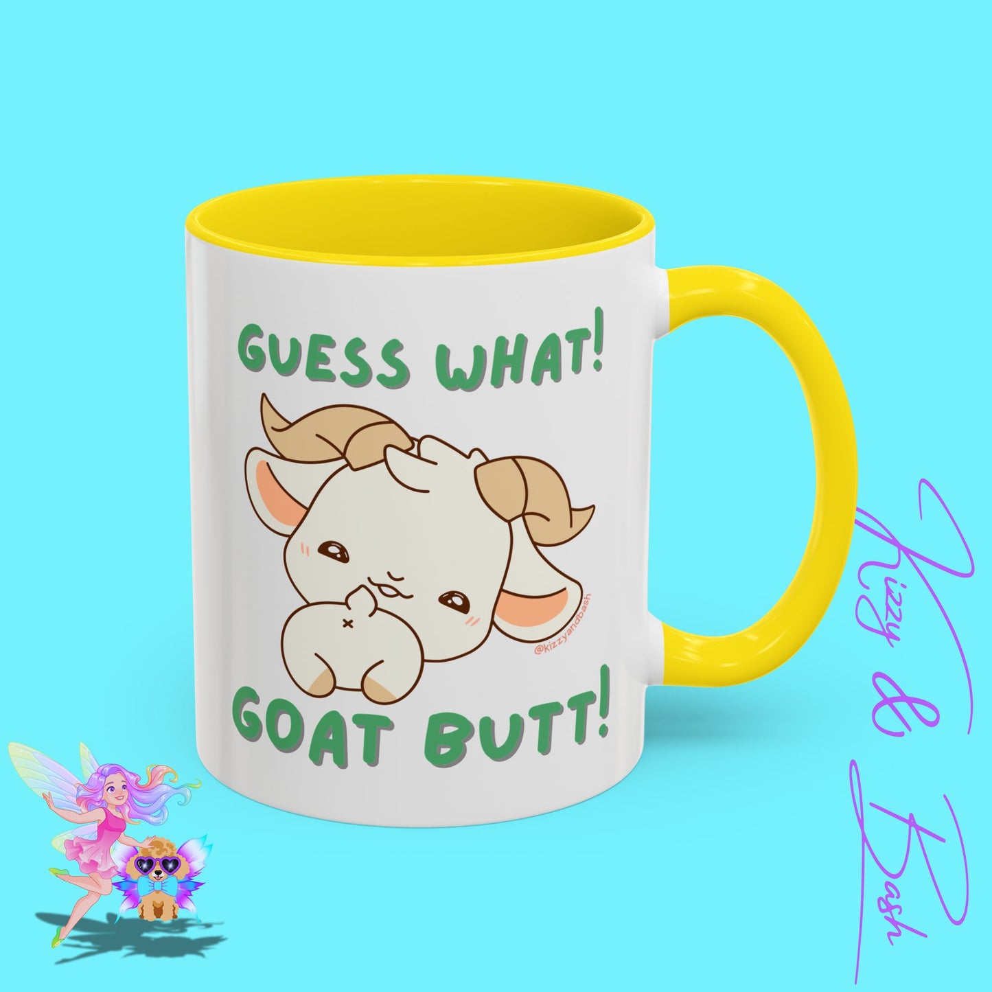 Funny Goat Mug Perfect Gift for Goat Lovers Hilarious Goat Butt Coffee Mug Punny Animal Mug for Friends and Family Cute Farm Animal Mug Funny Farm Animal Coffee Mug Guess What Goat Butt Chicken Butt Joke Pun Accent Coffee Mug - 11, 15oz