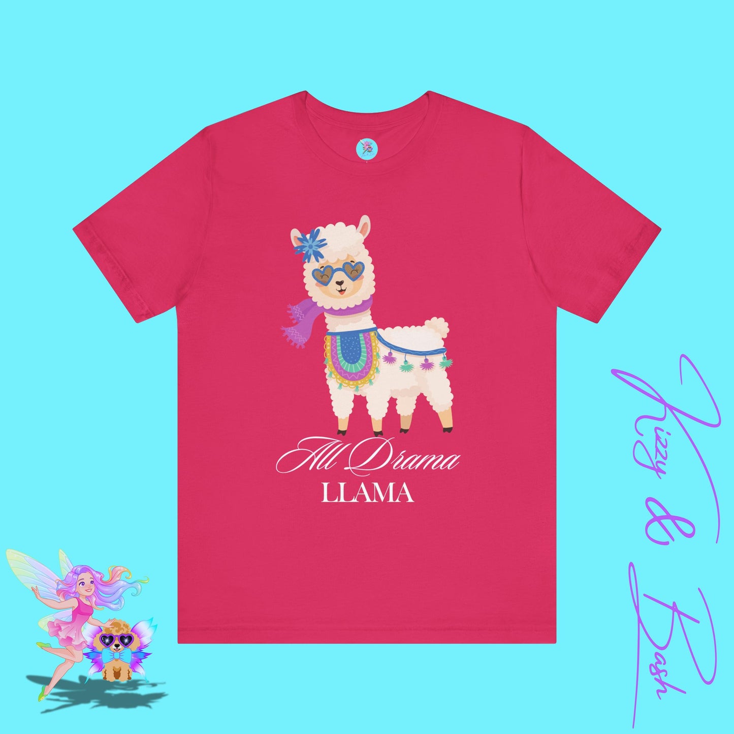 All Drama Llama T-Shirt Funny Pun Tee for Animal Lovers Stylish Llama Lover Gift Tee Gift for Llama Lovers Adult Unisex Jersey Short Sleeve Tee