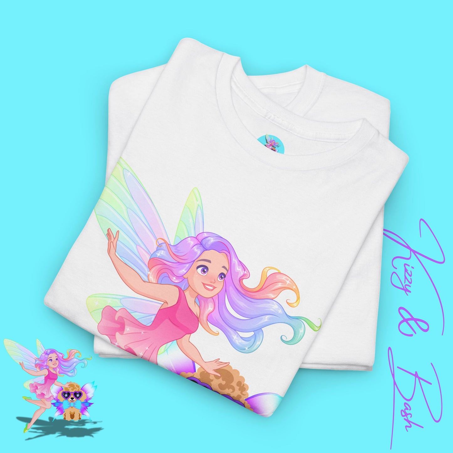 Kizzy & Bash Signature Shirt Unique Fairycore Gift Idea Colorful Fairy and Toy Poodle Fairy Shirt Fun Shirt for Dog Mom Perfect Gift for Fairy Lovers Beautiful Fairy Shirt Poodle Lover Gift Unisex Heavy Cotton Tee