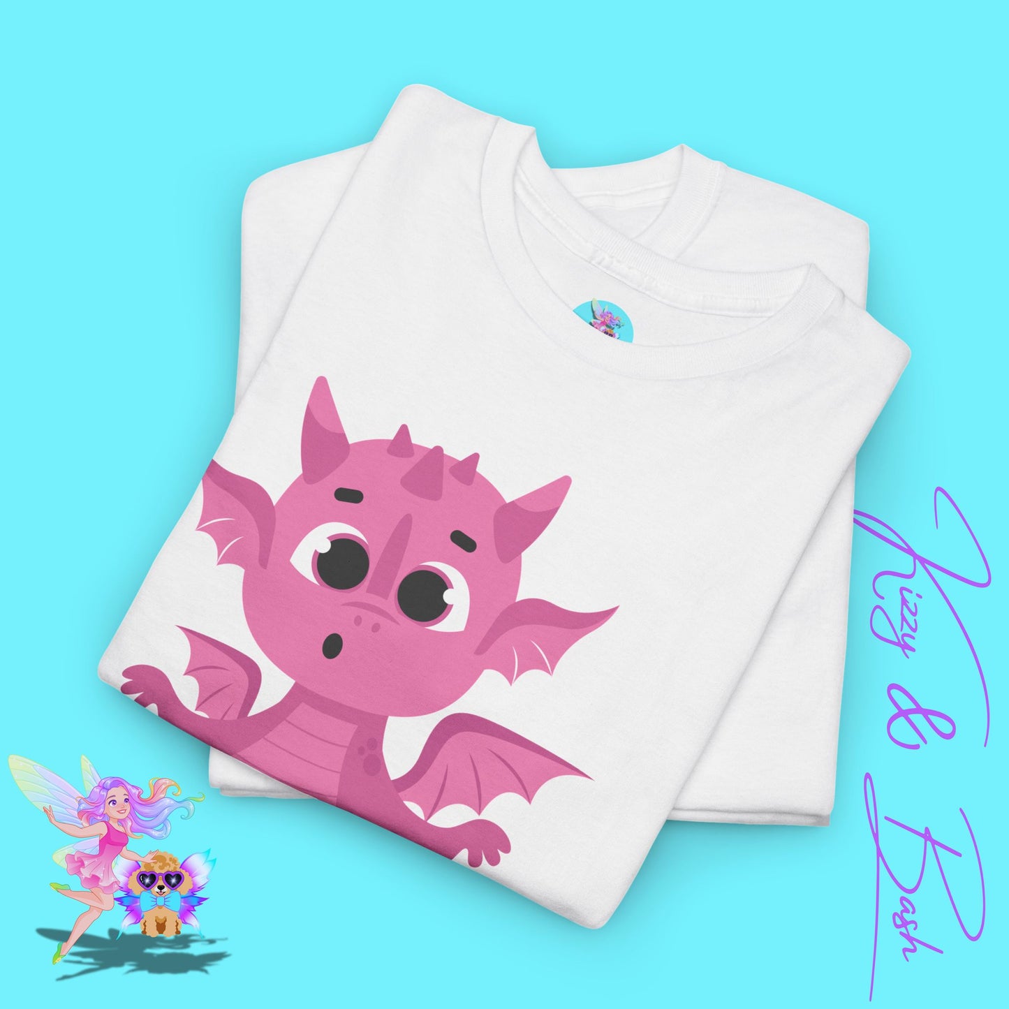 Pink Dragon T-Shirt Just Wingin' it Over Here Shirt for Adults Dragoncore Gift Idea Girl Power T-Shirt Funny Animal Pun Shirt for Dragon Lovers Unisex Heavy Cotton Tee