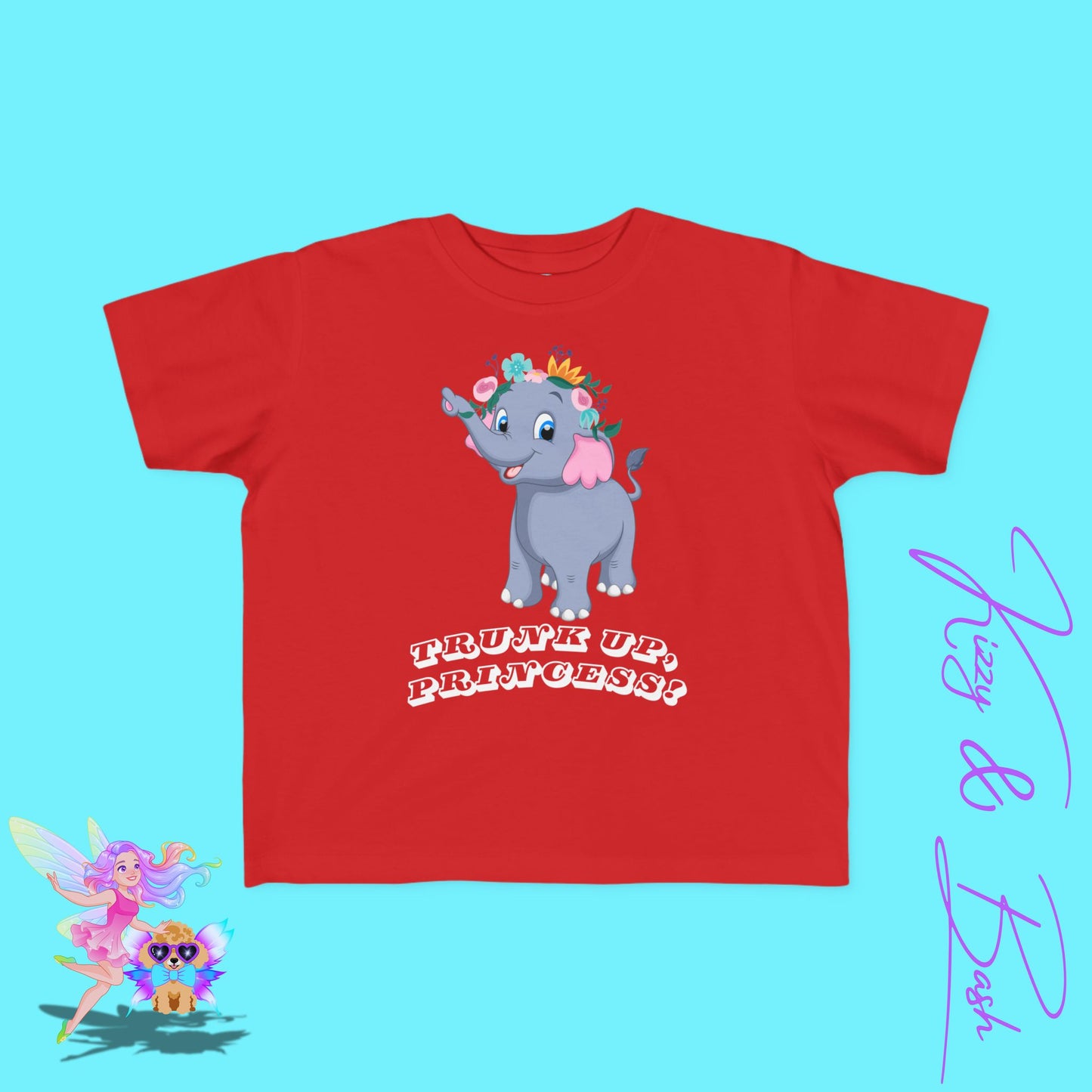 Cute Elephant Princess Shirt Trunk Up, Princess Royal Elephant Tee Cute Graphic Tee for Her Gift for Princess Lovers or Elephant Fans Fun Animal T-Shirt for Toddler's Fine Jersey Tee