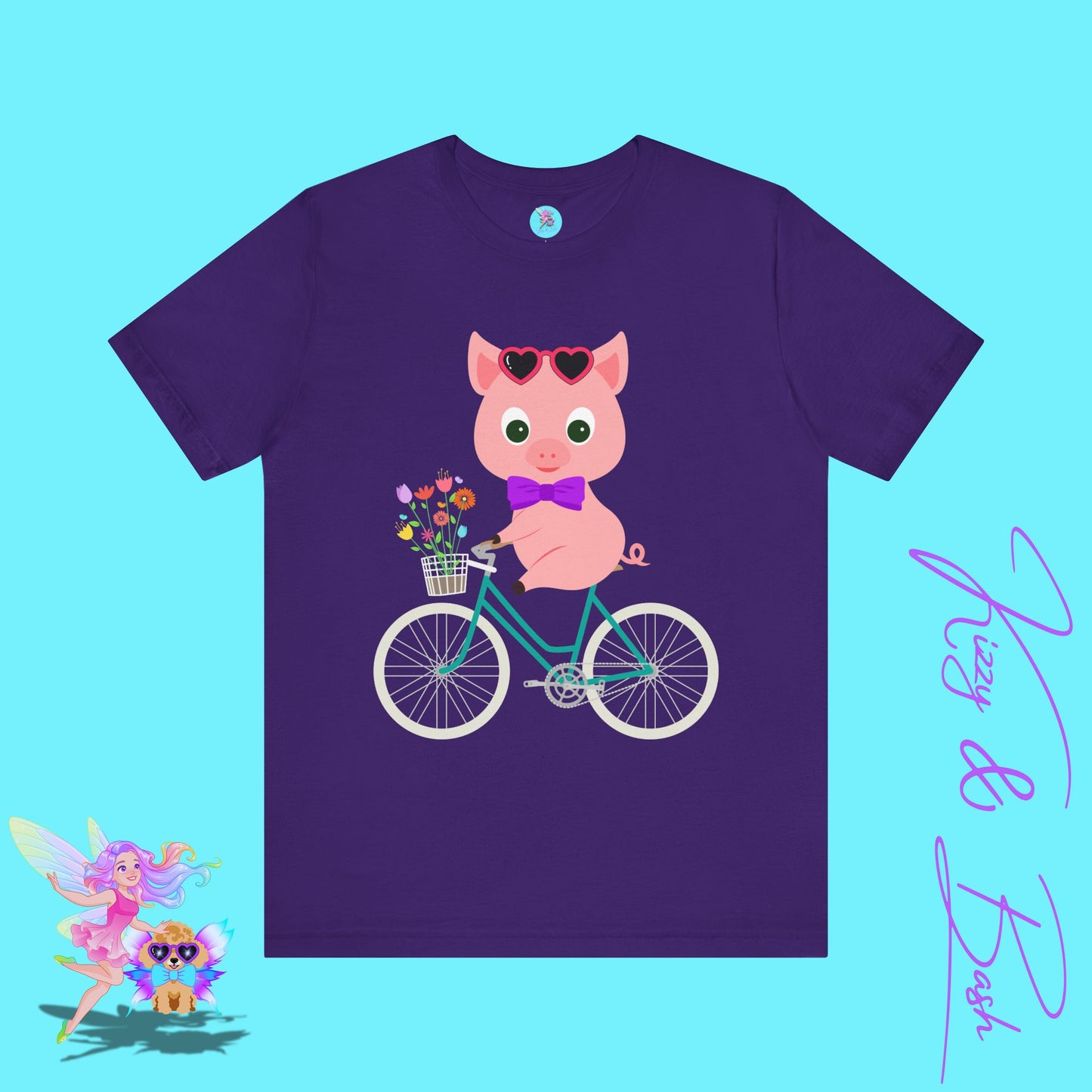 Cute Pig on Bicycle T-Shirt Whimsical Farmcore Graphic Tee Spring Piggy Shirt Gift for Pig Lovers Cute Farm Animal Shirt Spring Gift for Friends and Family Adult Unisex Jersey Short Sleeve Tee
