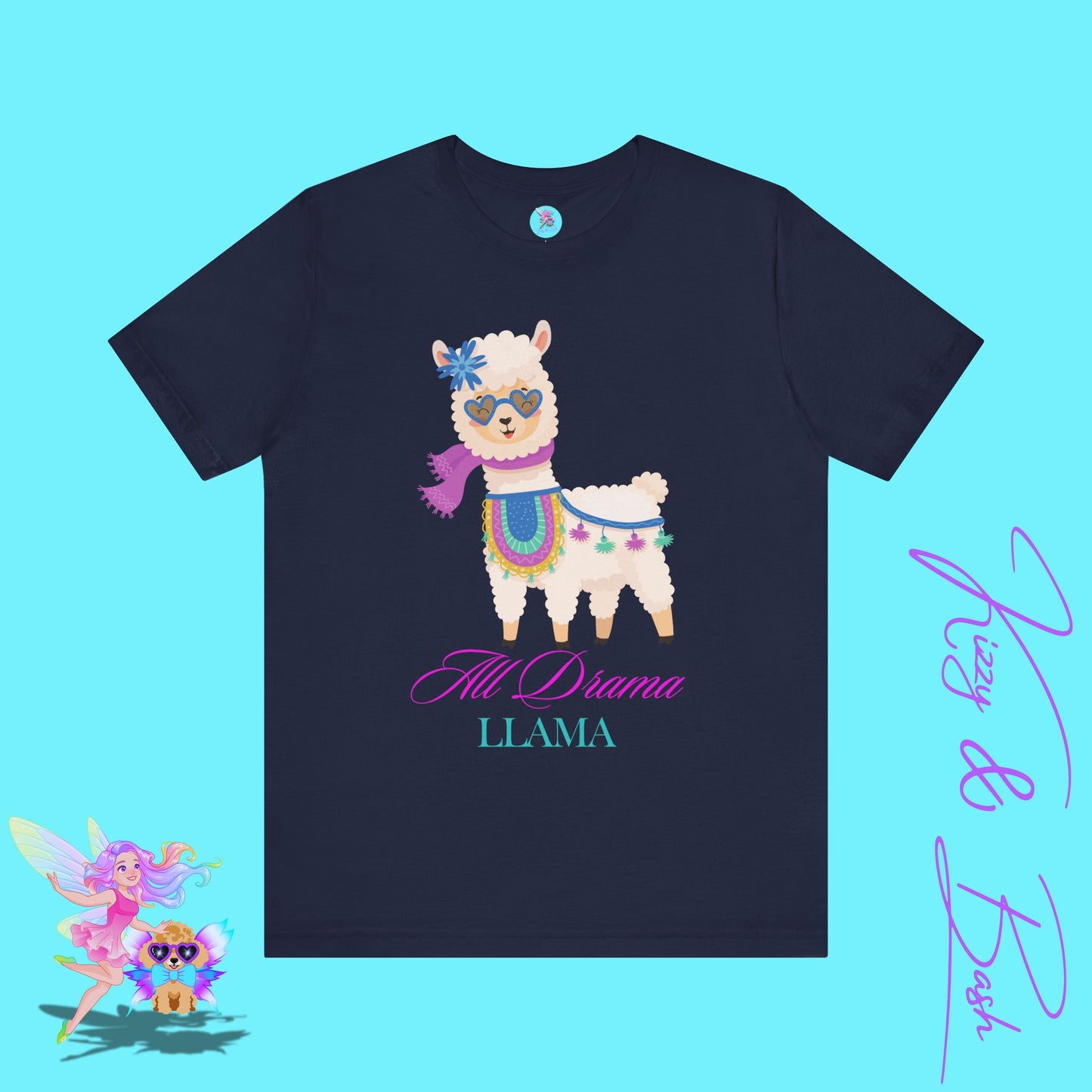 All Drama Llama T-Shirt Funny Pun Tee for Animal Lovers Stylish Llama Lover Gift Tee Gift for Llama Lovers Adult Unisex Jersey Short Sleeve Tee