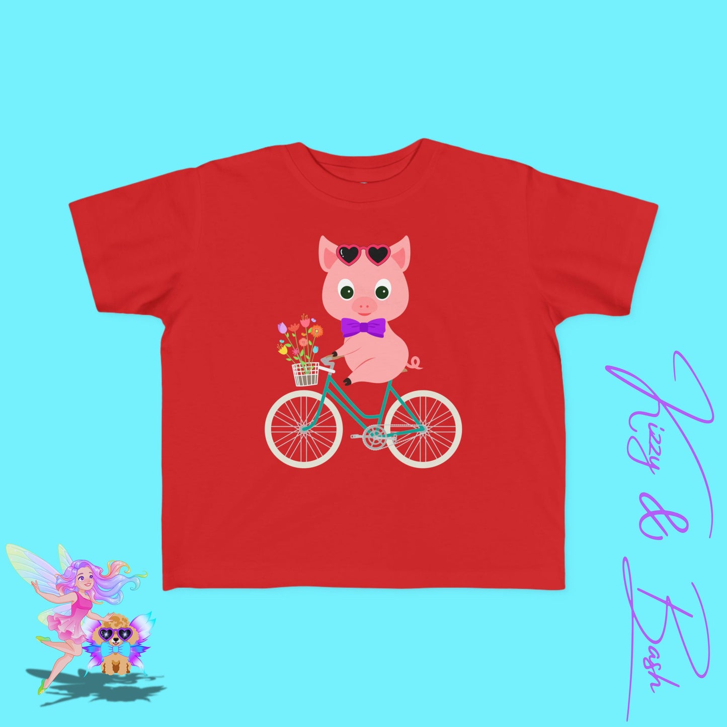 Cute Pig Riding a Bicycle T-Shirt for Toddlers Spring Animalcore Tee Unique Farmcore Gift Idea Perfect Gift for Pig Lovers Bicycle Enthusiasts Shirt Funny Animal Shirt for Toddler's Fine Jersey Tee