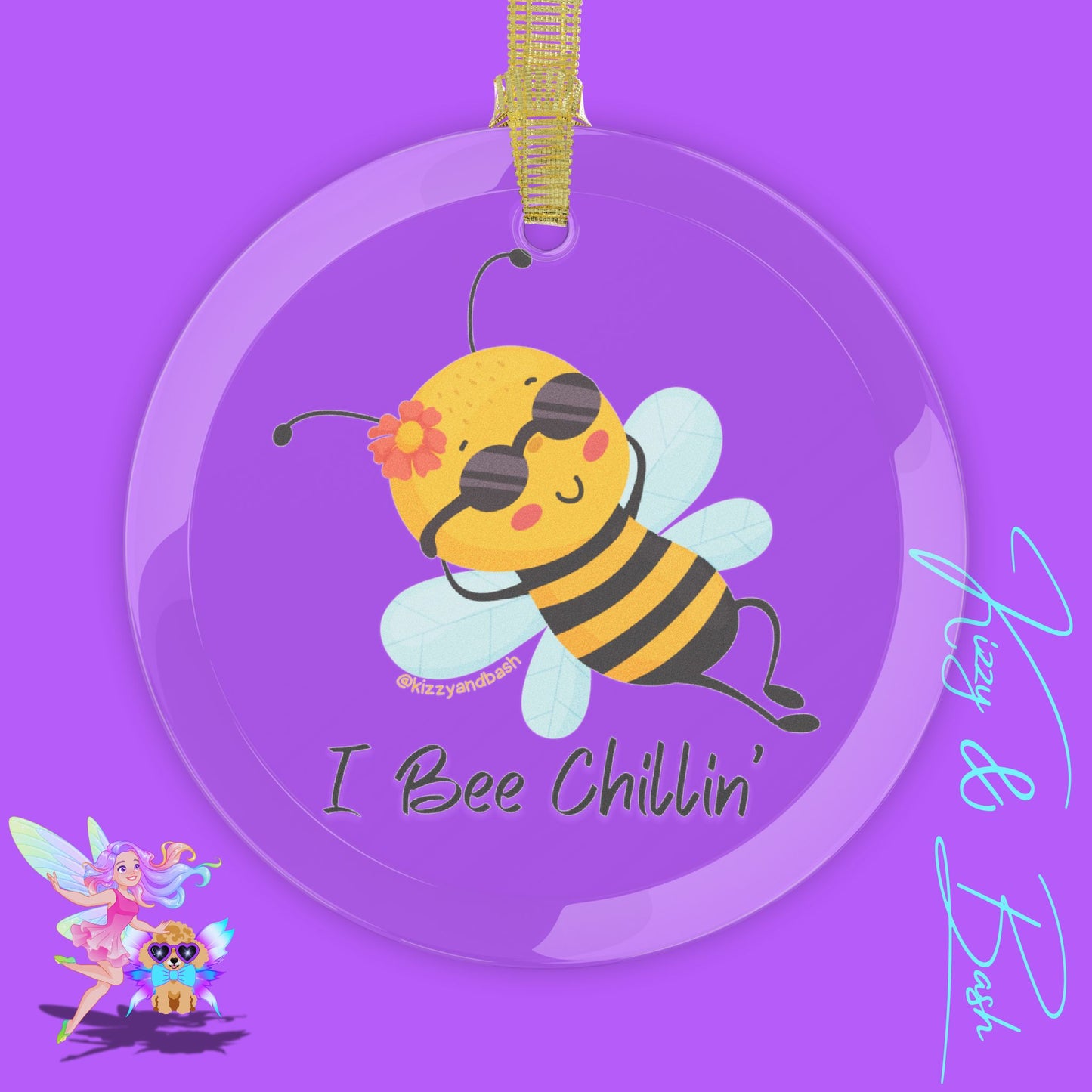 Funny Honey Bee Ornament I Bee Chillin' Glass Ornament Bee Lover Christmas Gift Chill Vibes Only Gift Idea Unique Bee Gift for Bee Lovers Perfect Gift for Beekeepers Cute Bee Christmas Ornament
