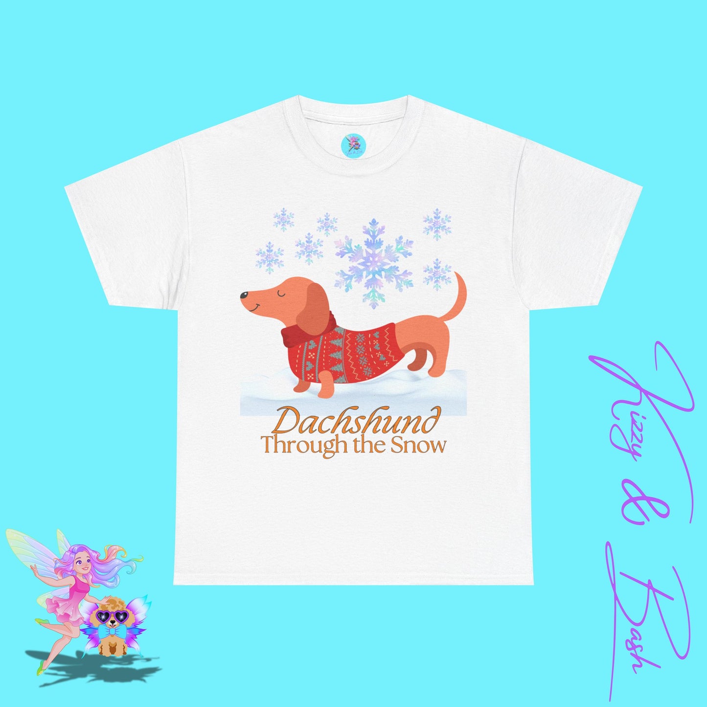 Christmas Wiener Dog T-Shirt for Adults Dachshund Through the Snow Holiday Shirt for Dog Lovers Cute Dog Christmas Shirt Perfect Gift for Pun Lovers Unique Gift for Dog Mom or Dog Dad Unisex Heavy Cotton Tee