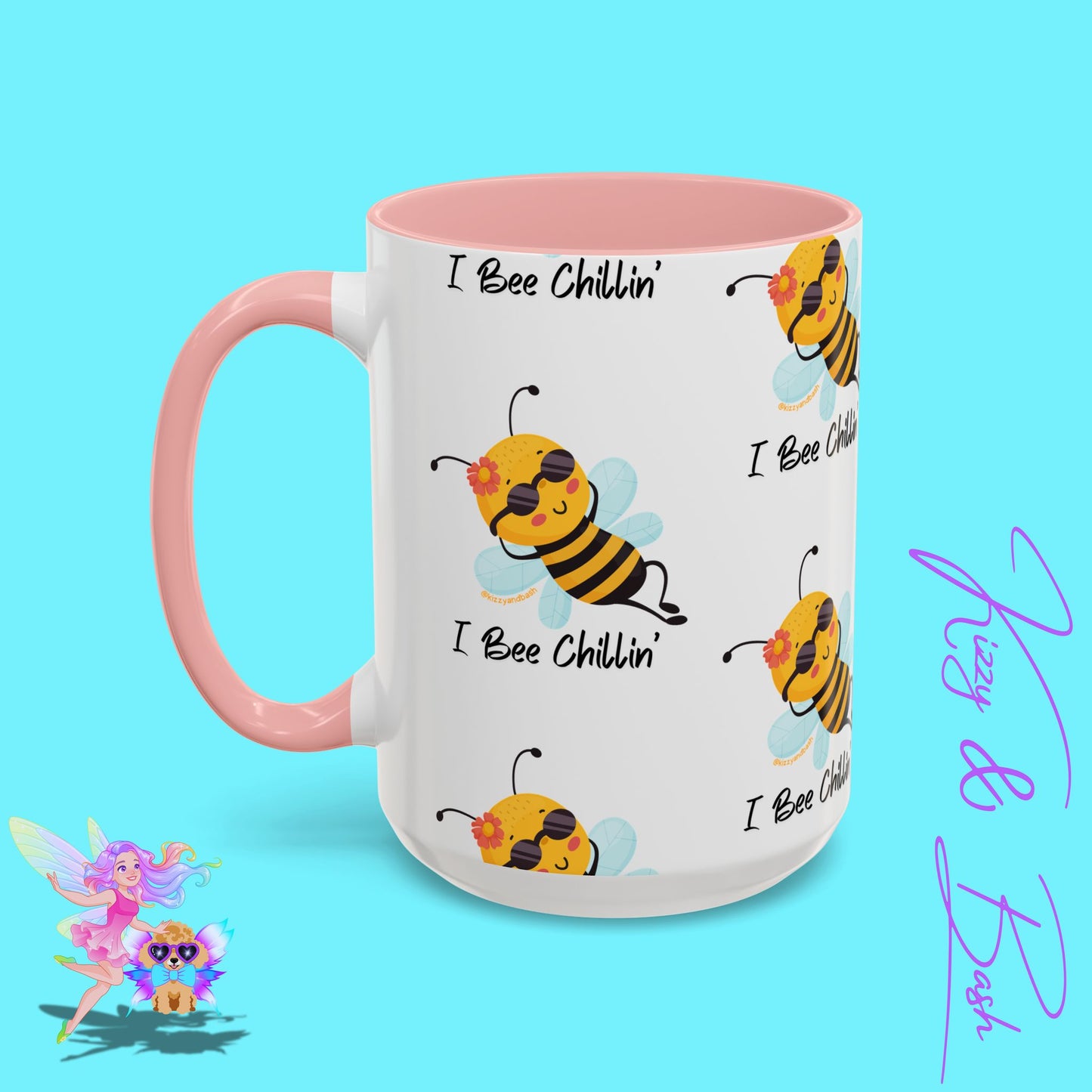 Cute Honey Bee Coffee Mug Funny Bee Mug Nature Lover Gift Idea Unique Gift for Bee Lovers Perfect Gift for Beekeepers Cute Teacher Appreciation Gift I Bee Chillin' Accent Coffee Mug - 11, 15oz