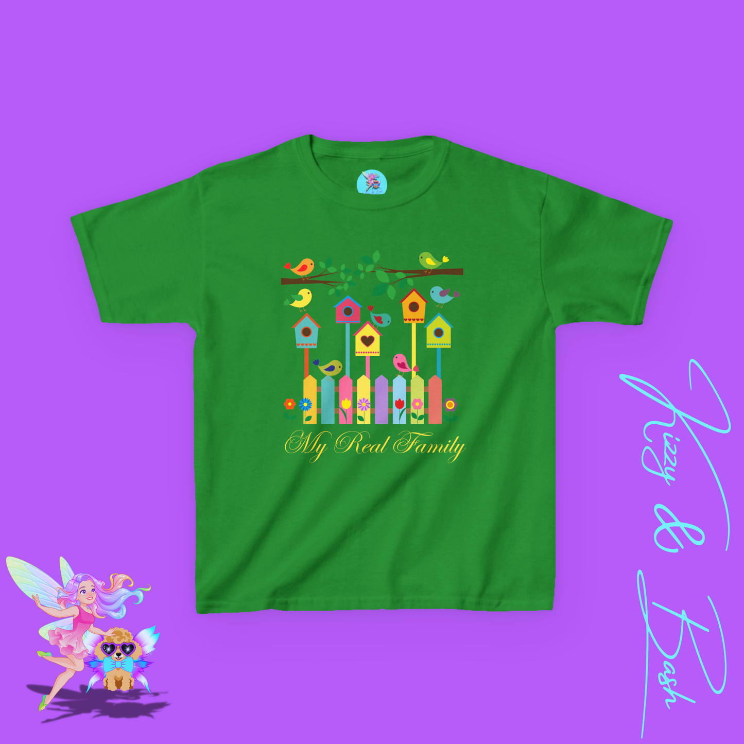 Bird Lover T-Shirt for Kids My Real Family Tee Cute Spring Bird Shirt Cottagecore Nature Graphic Tee Gift for Nature Lovers Cute Colorful Spring Gift Tee for Kids Heavy Cotton™ Tee