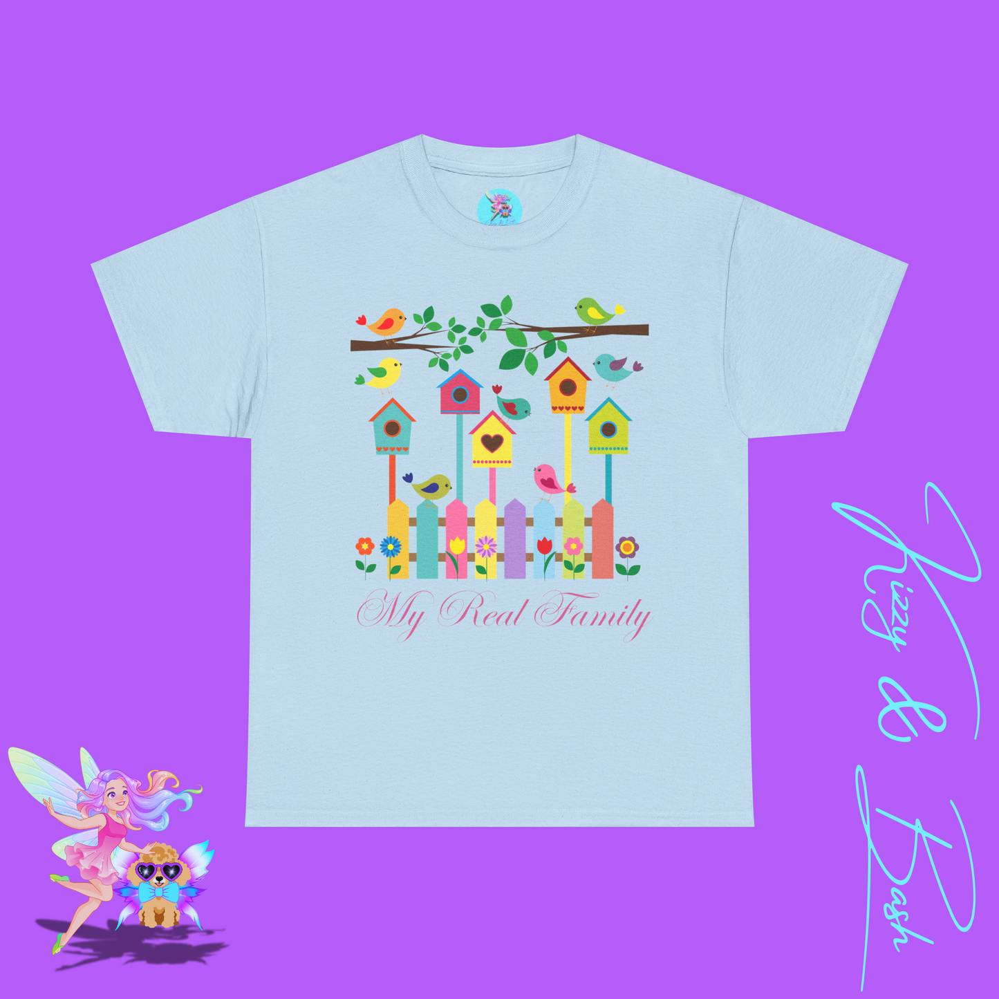 Bird Lover T-Shirt My Real Family Shirt Found Family Gift Idea Naturecore Tee for Him or Her Beautiful Spring Birds Shirt Perfect Gift for Bird Watchers Unisex Heavy Cotton Tee