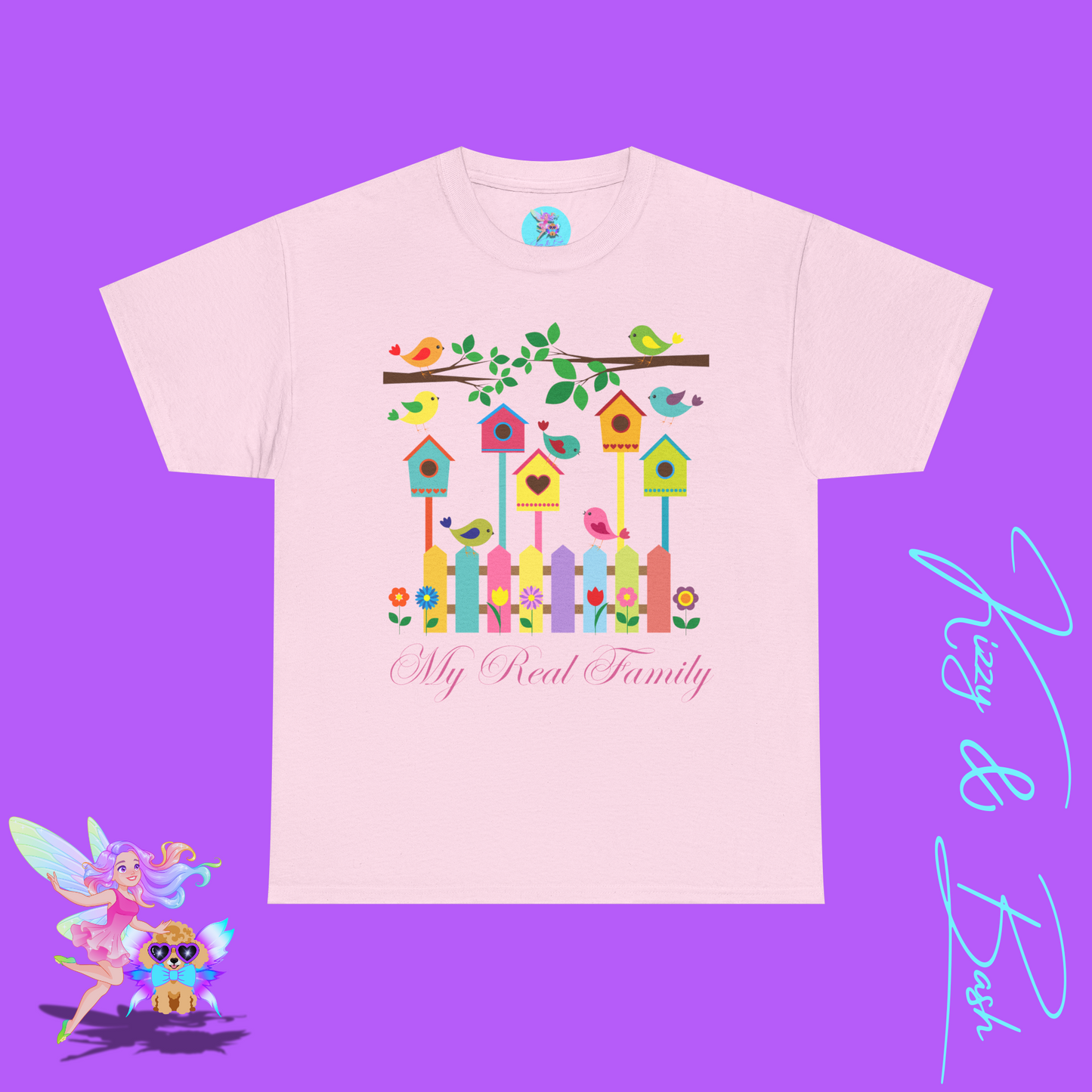 Bird Lover T-Shirt My Real Family Shirt Found Family Gift Idea Naturecore Tee for Him or Her Beautiful Spring Birds Shirt Perfect Gift for Bird Watchers Unisex Heavy Cotton Tee