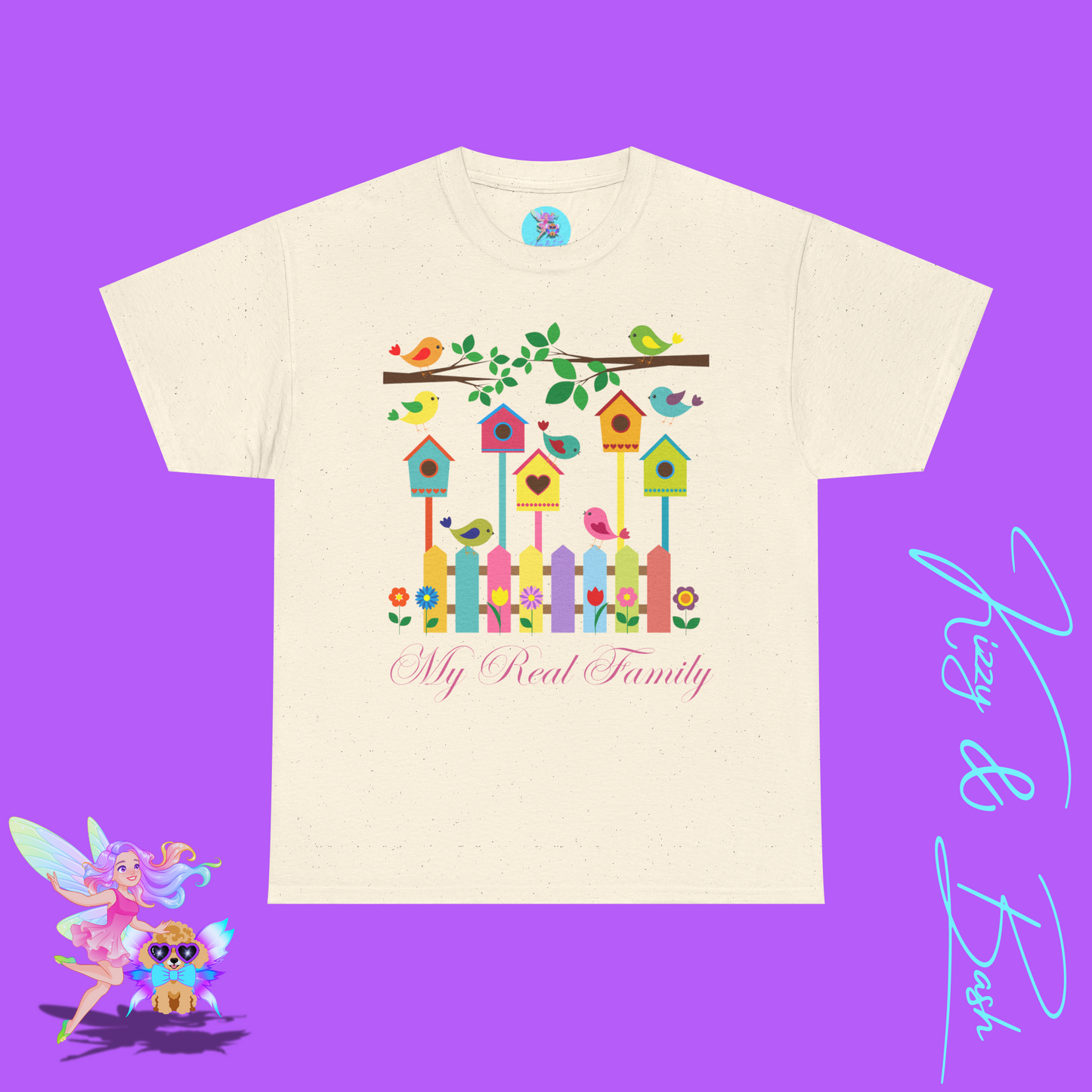 Bird Lover T-Shirt My Real Family Shirt Found Family Gift Idea Naturecore Tee for Him or Her Beautiful Spring Birds Shirt Perfect Gift for Bird Watchers Unisex Heavy Cotton Tee