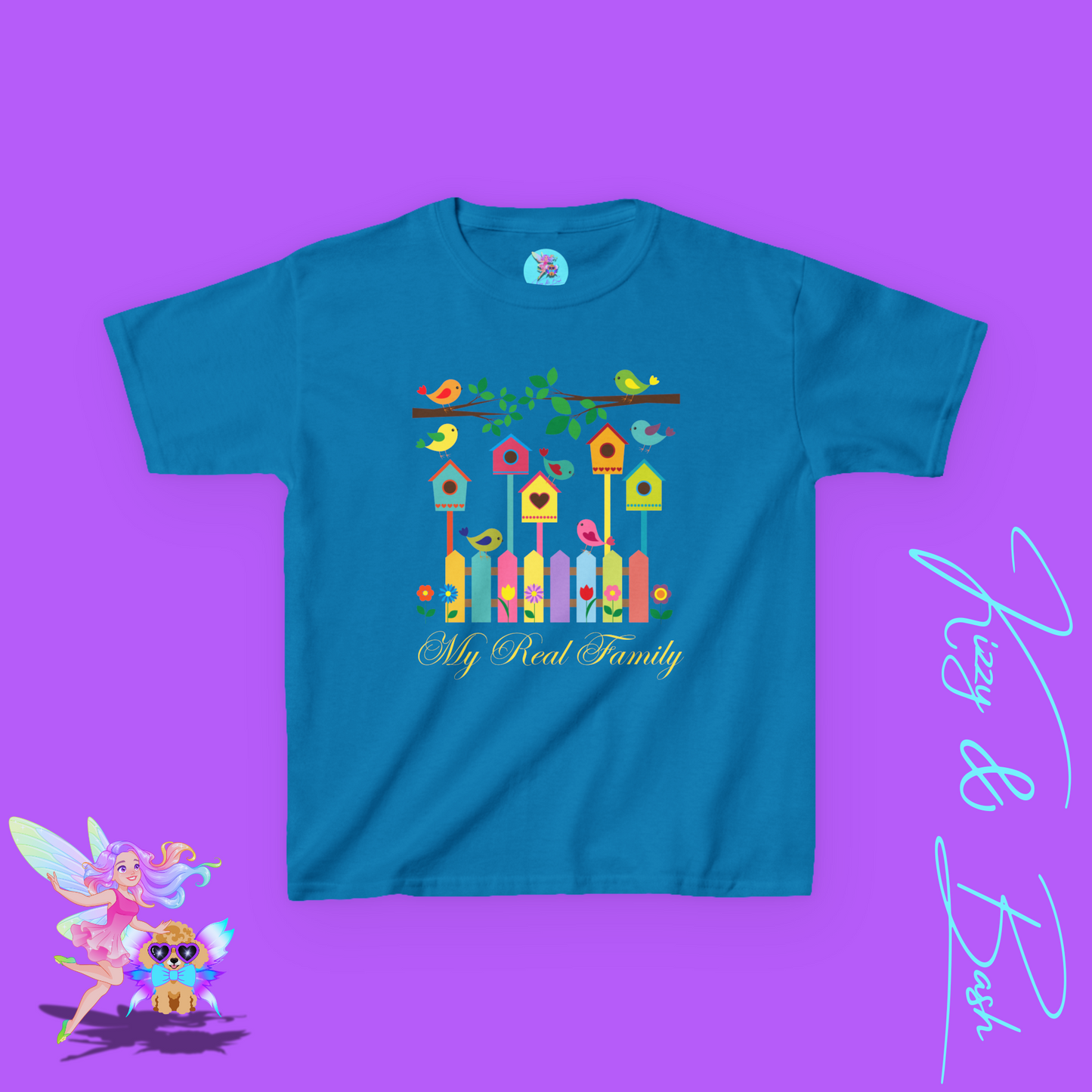 Bird Lover T-Shirt for Kids My Real Family Tee Cute Spring Bird Shirt Cottagecore Nature Graphic Tee Gift for Nature Lovers Cute Colorful Spring Gift Tee for Kids Heavy Cotton™ Tee
