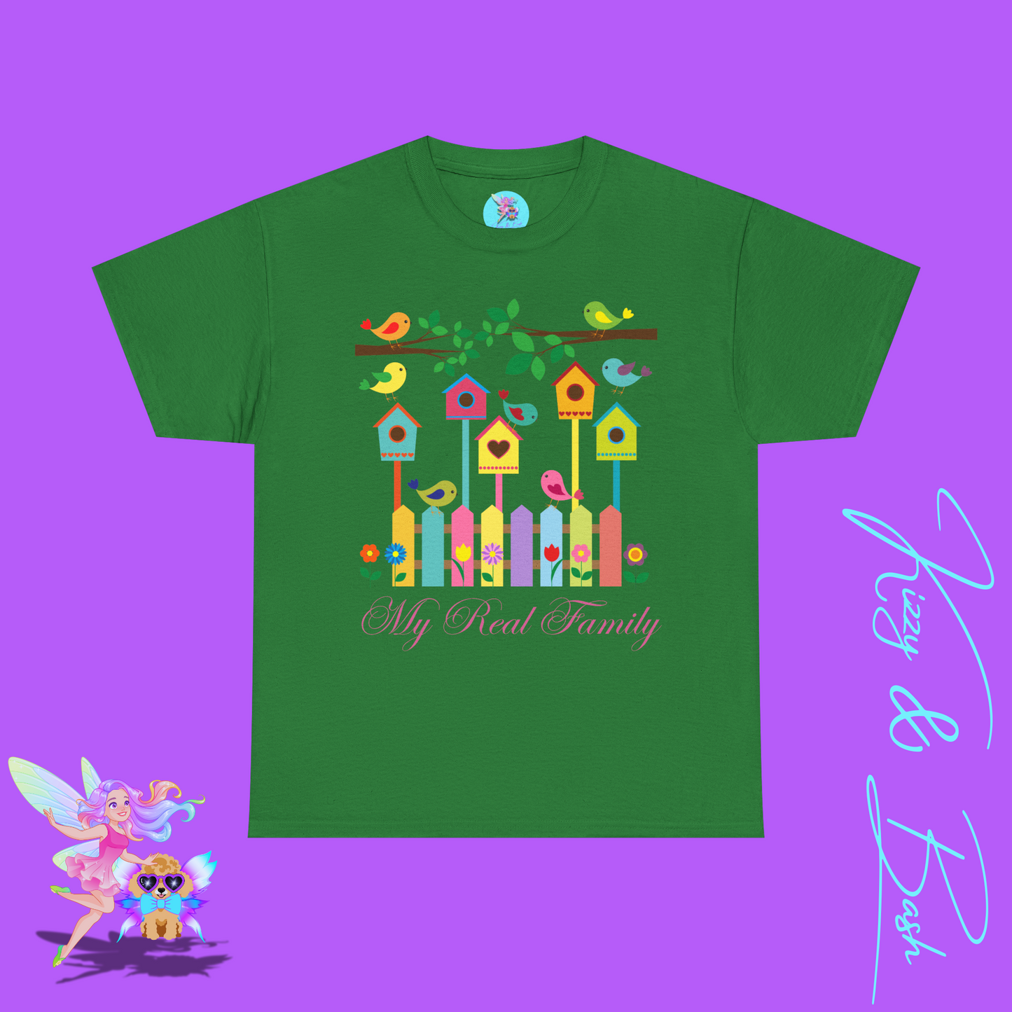 Bird Lover T-Shirt My Real Family Shirt Found Family Gift Idea Naturecore Tee for Him or Her Beautiful Spring Birds Shirt Perfect Gift for Bird Watchers Unisex Heavy Cotton Tee