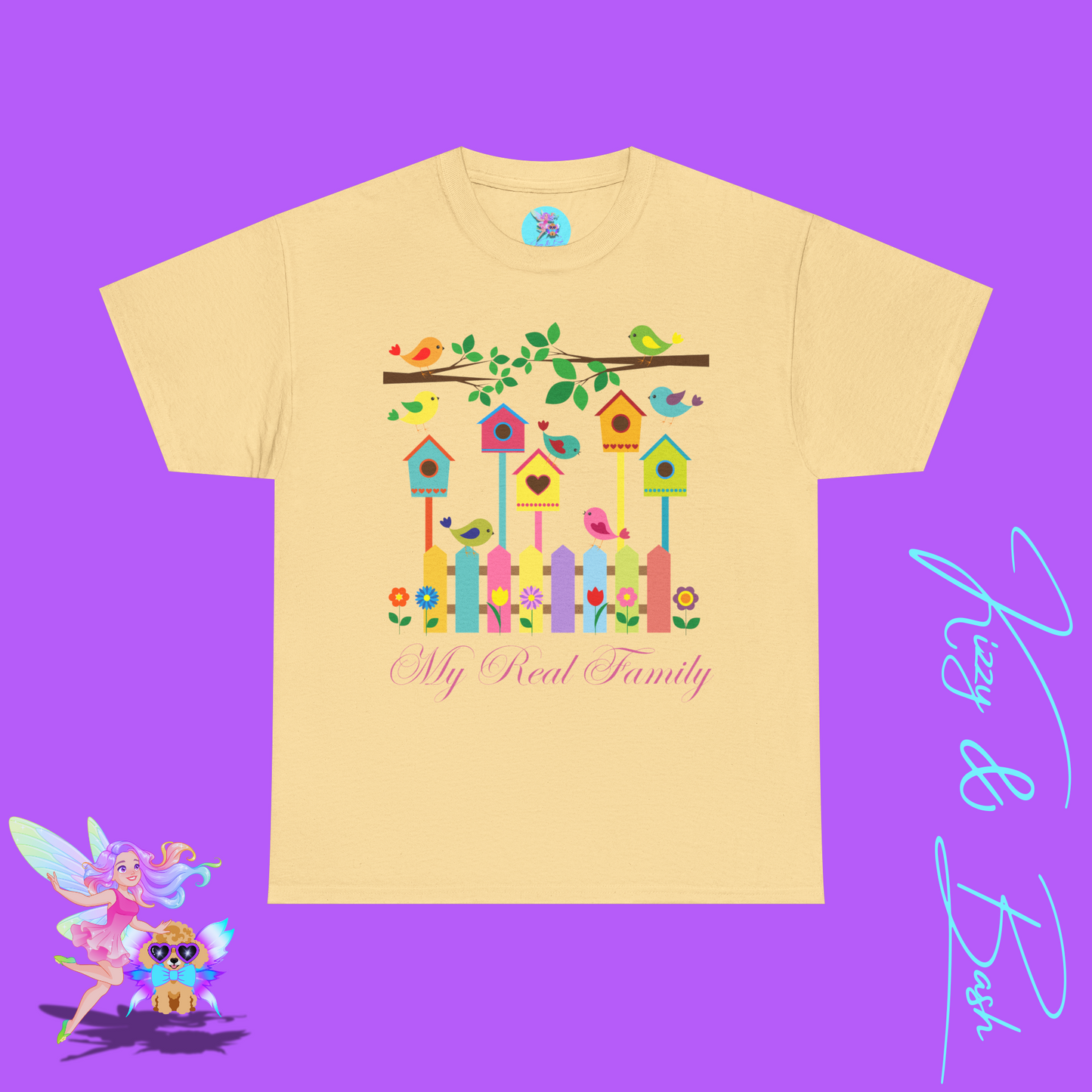 Bird Lover T-Shirt My Real Family Shirt Found Family Gift Idea Naturecore Tee for Him or Her Beautiful Spring Birds Shirt Perfect Gift for Bird Watchers Unisex Heavy Cotton Tee